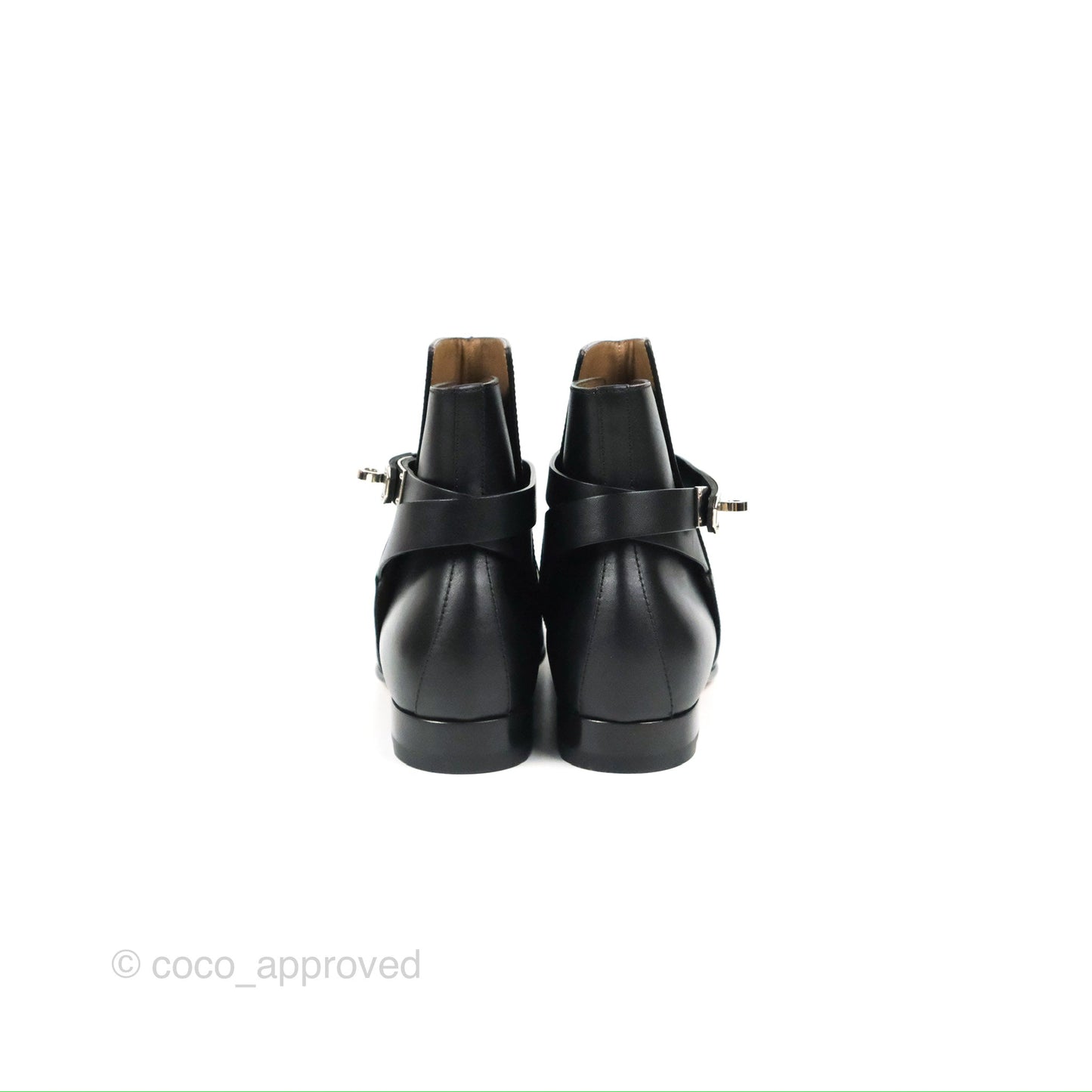 Hermès Neo Ankle Boots Black Calfskin Palladium Hardware Size 36