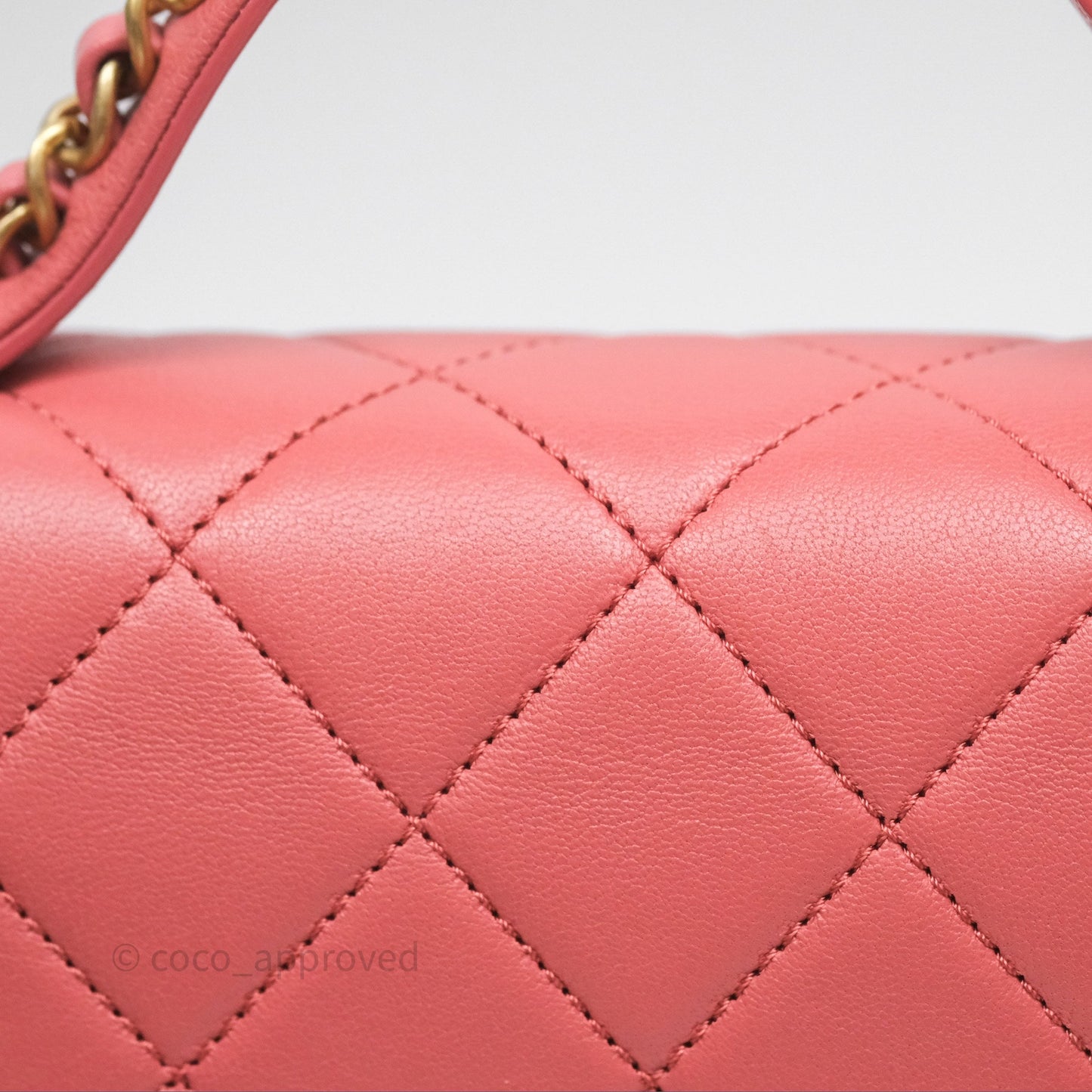 Chanel Quilted Small Chain Infinity Handle Bag Pink Lambskin Aged Gold Hardware