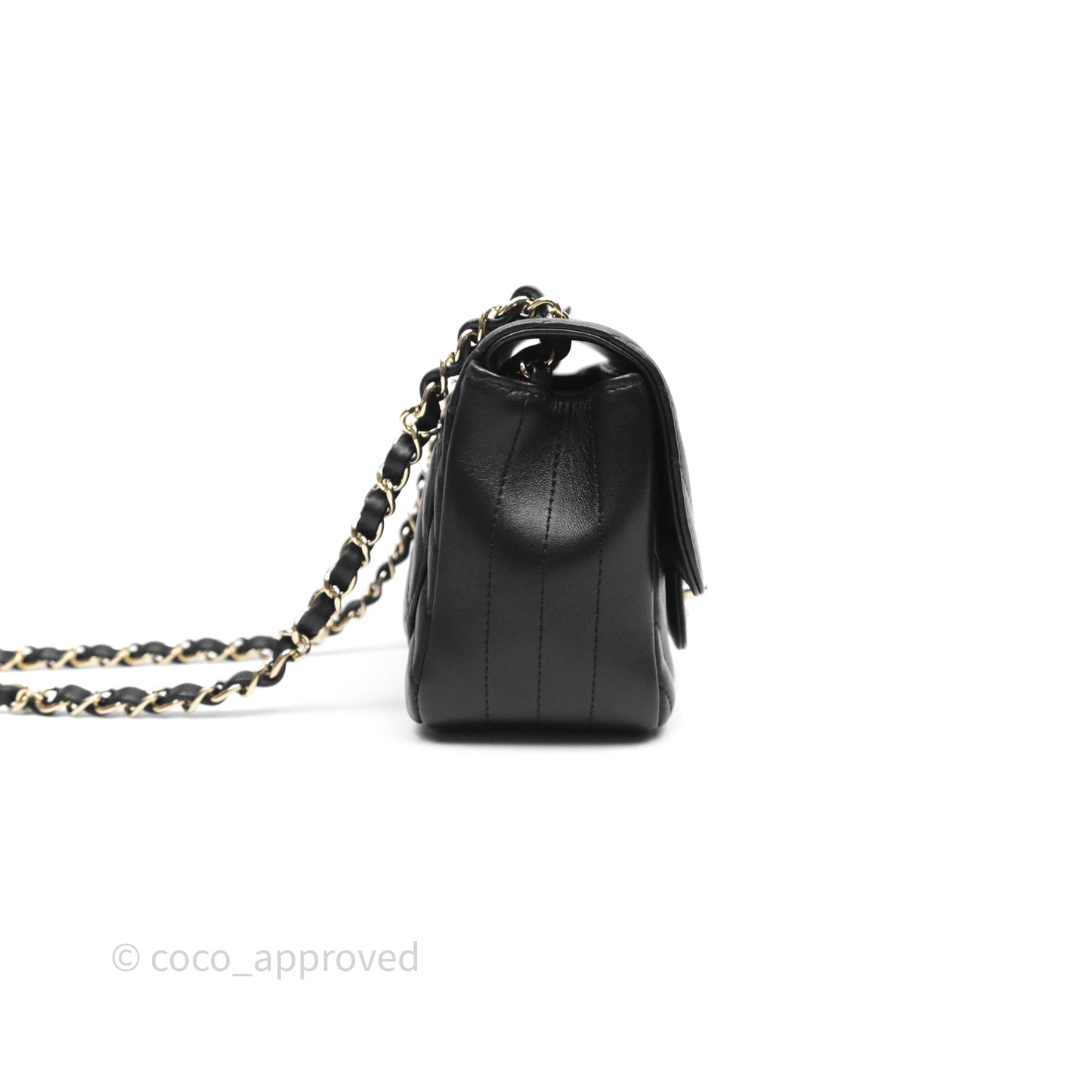 Chanel Mini Square Black Chevron Lambskin Gold Hardware