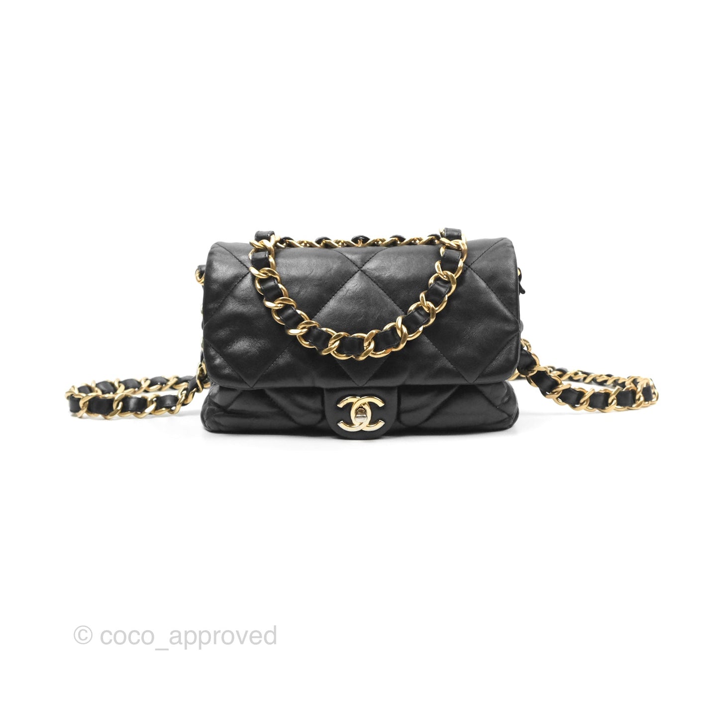 Chanel Chain Handle Flap Bag Black Goatskin Gold Hardware