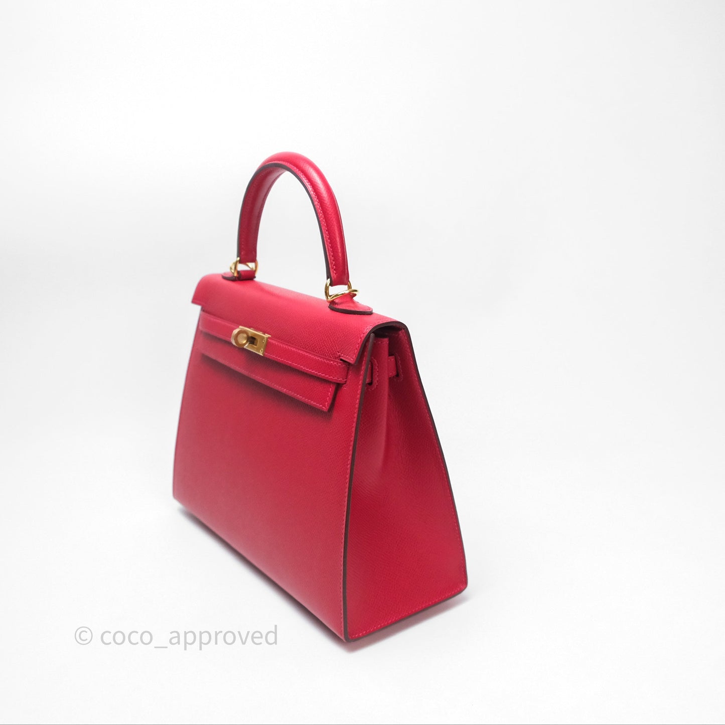 Hermès Sellier Kelly 25 Rouge Casaque Q5 Epsom Gold Hardware