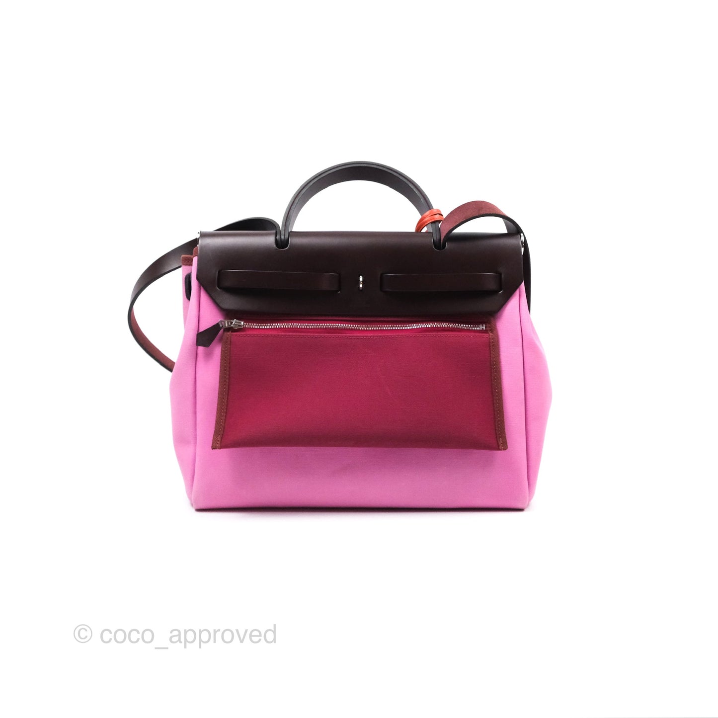 Hermès Herbag Zip 31 Retourne Rose Bubblegum L4/ Rubis B5 Canvas Palladium Hardware