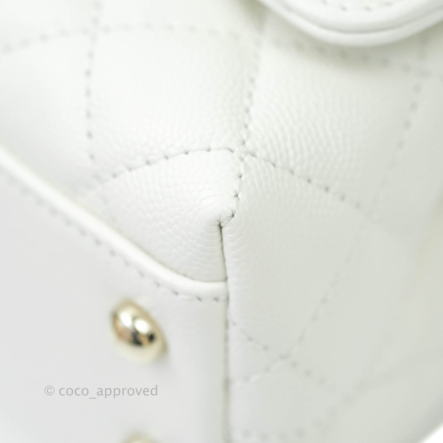 Chanel Extra Mini Coco Handle Quilted White Caviar Gold Hardware