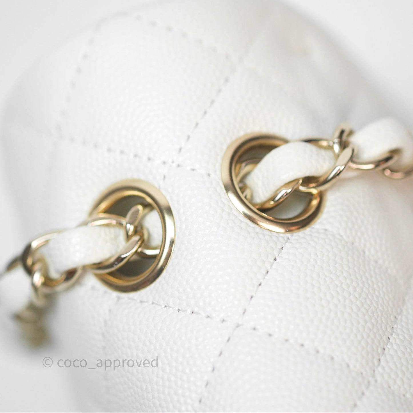 Chanel M/L Medium Classic Flap Quilted White Caviar Gold Hardware