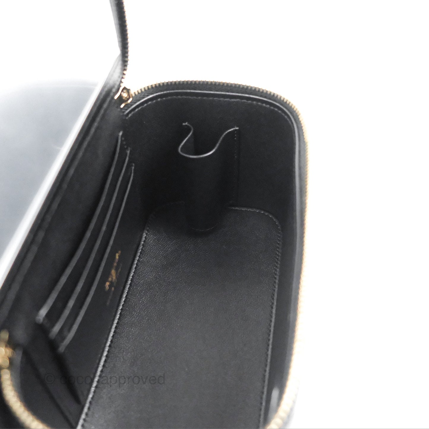 Chanel Vanity Rectangular Top Handle Black Lambskin Gold Hardware
