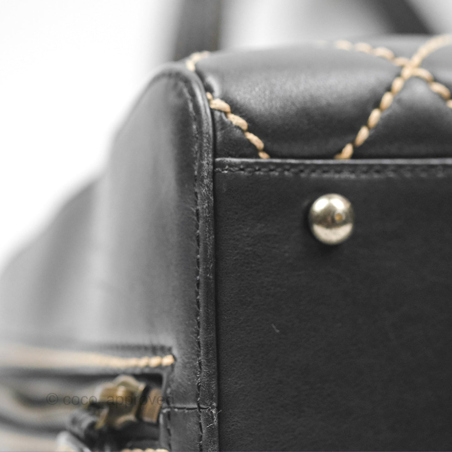 Chanel Vintage Wild Stitch Tote Bag Lambskin Black