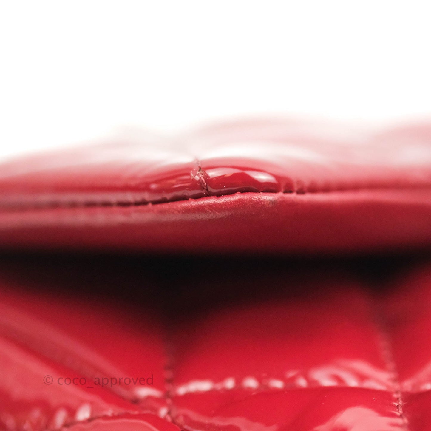 Chanel Quilted Mini Rectangular Flap Red Patent Gun Metal