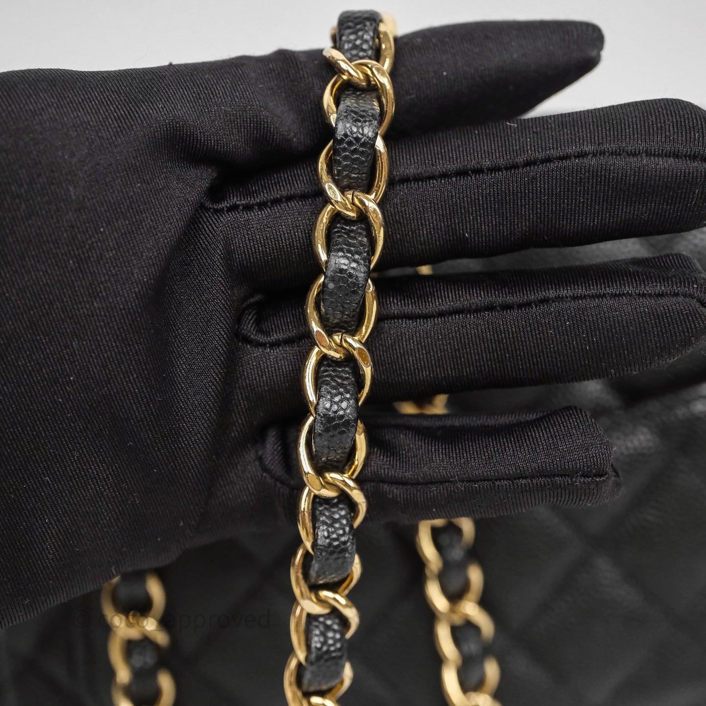 Chanel Mini Square Quilted Black Caviar Gold Hardware