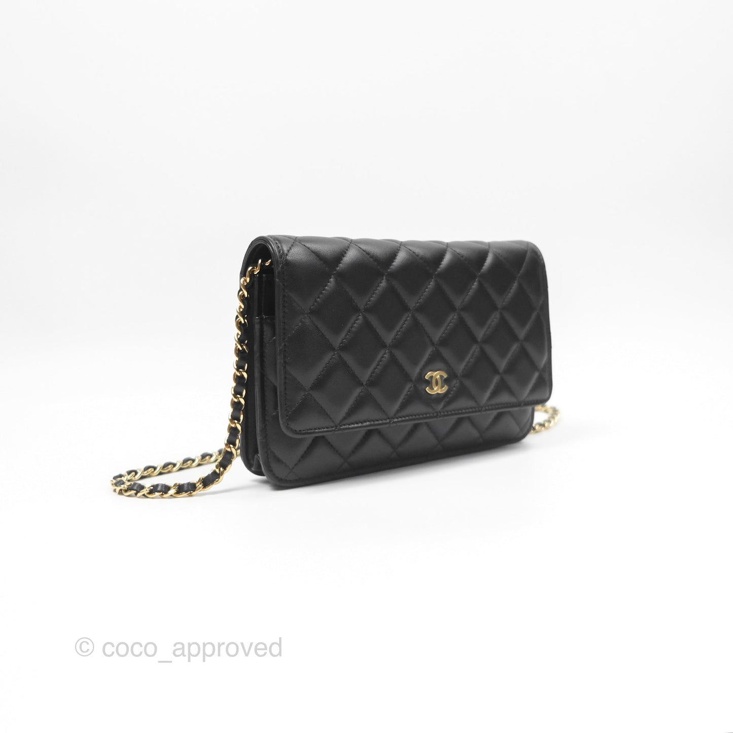 Chanel Quilted Classic Wallet on Chain WOC Black Lambskin Gold Hardware