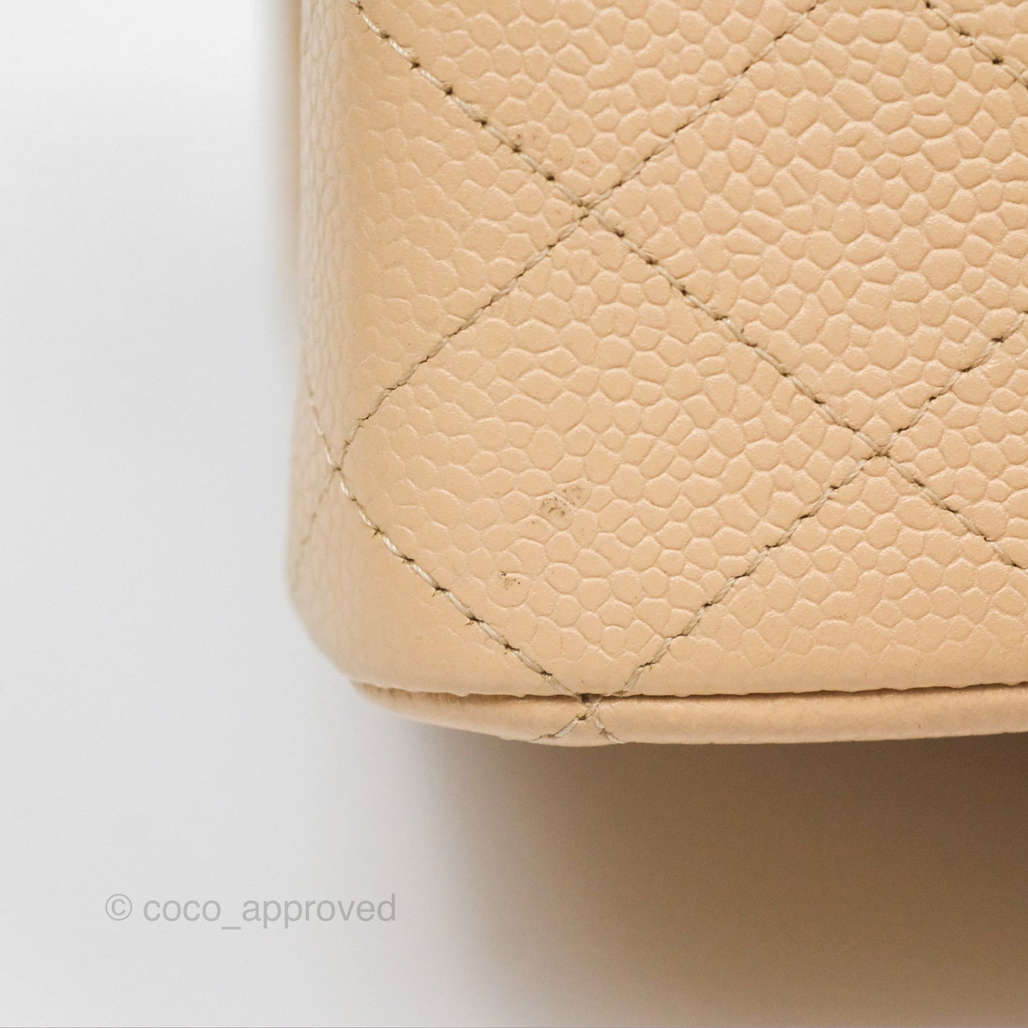 Chanel Classic M/L Medium Flap Quilted Beige Caviar Gold Hardware