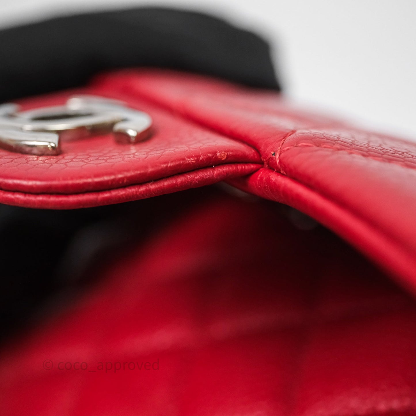 Chanel Quilted Mini Rectangular Flap Red Caviar Silver Hardware
