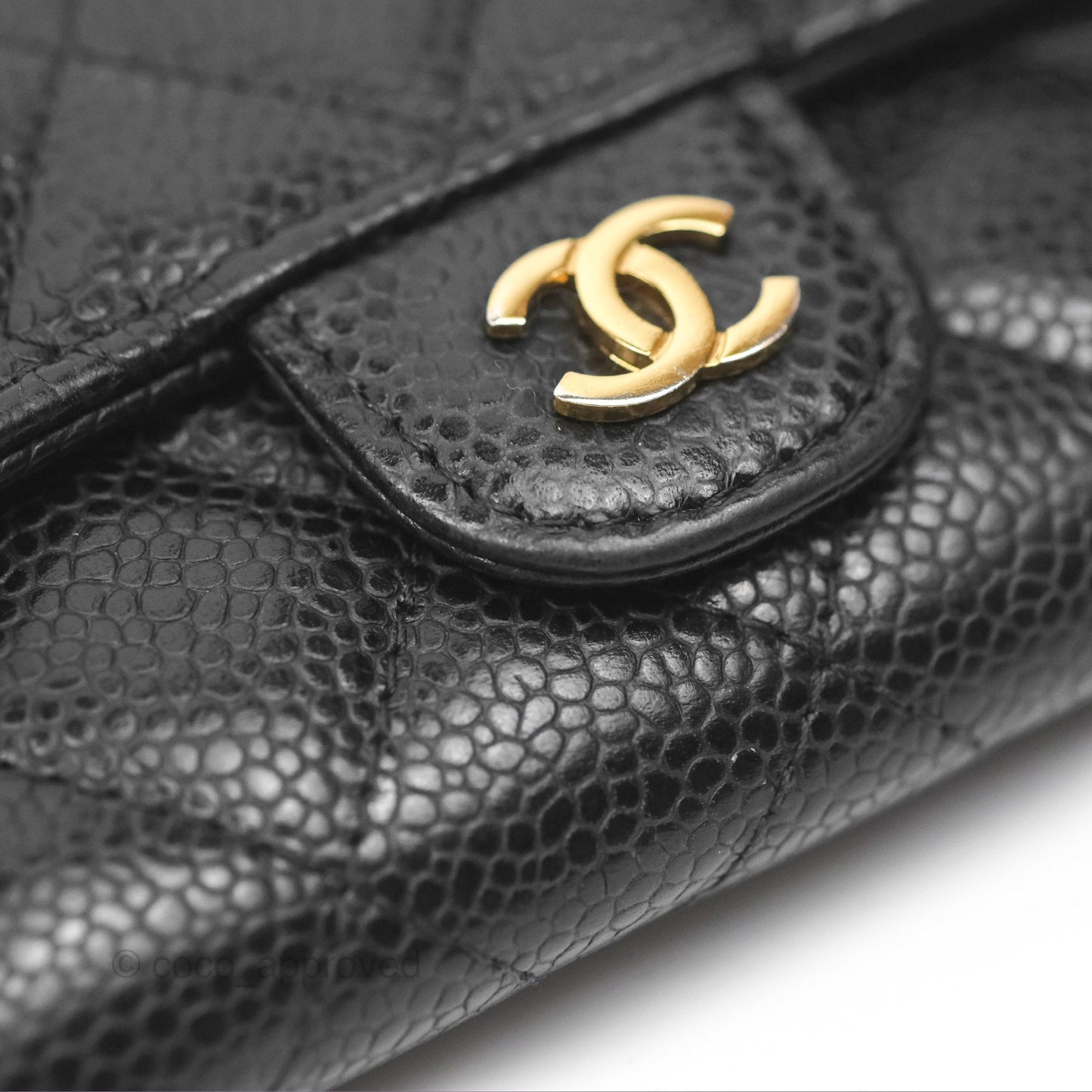 Chanel Quilted Flap Card Holder Black Caviar Gold Hardware