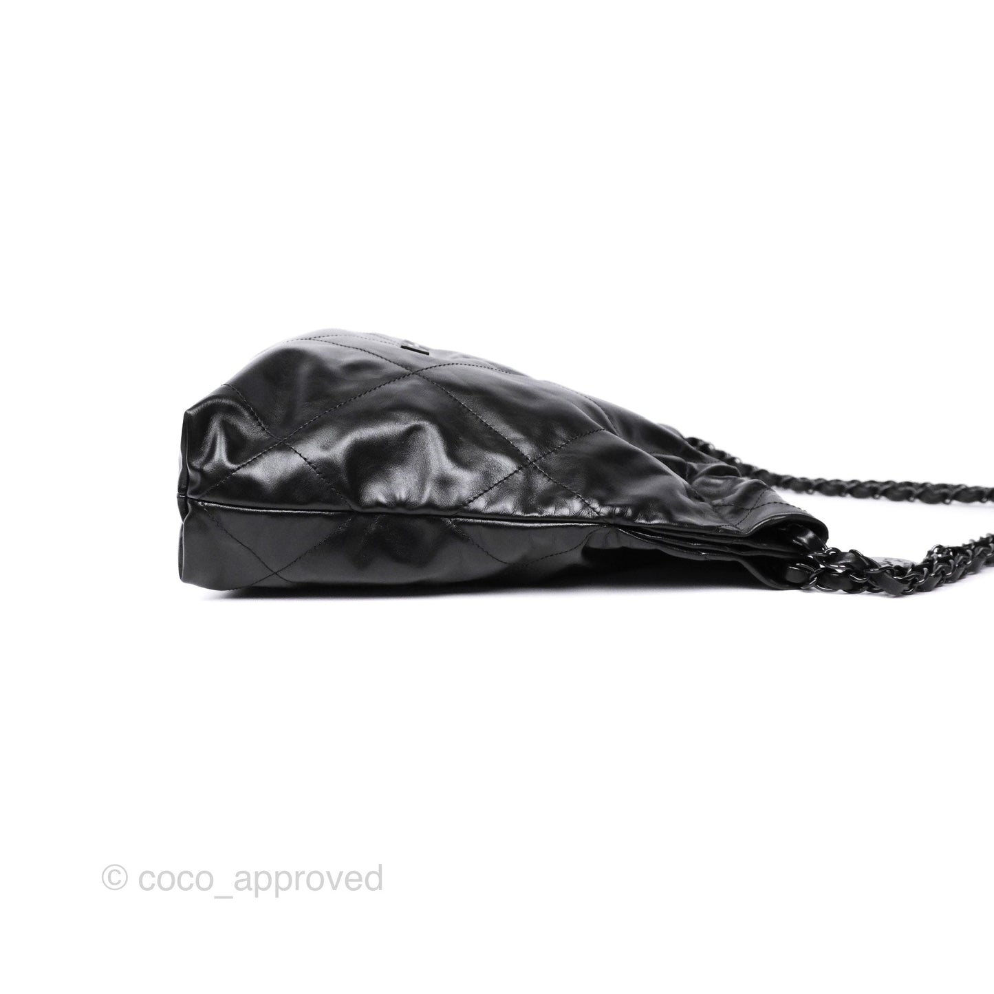 Chanel 22 Small Quilted So Black Shiny Crumpled Calfskin