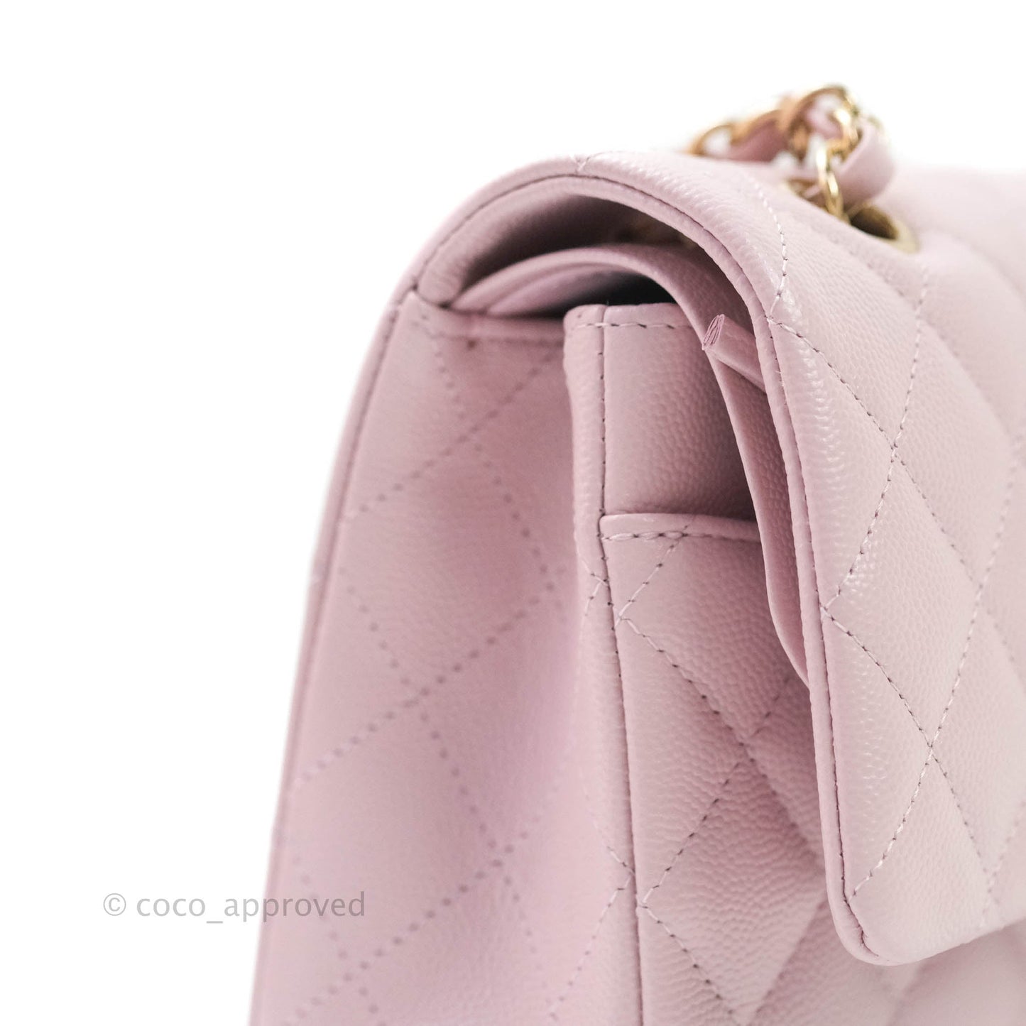 Chanel M/L Medium Double Flap Bag Lilac Rose Clair Caviar Gold Hardware 21S