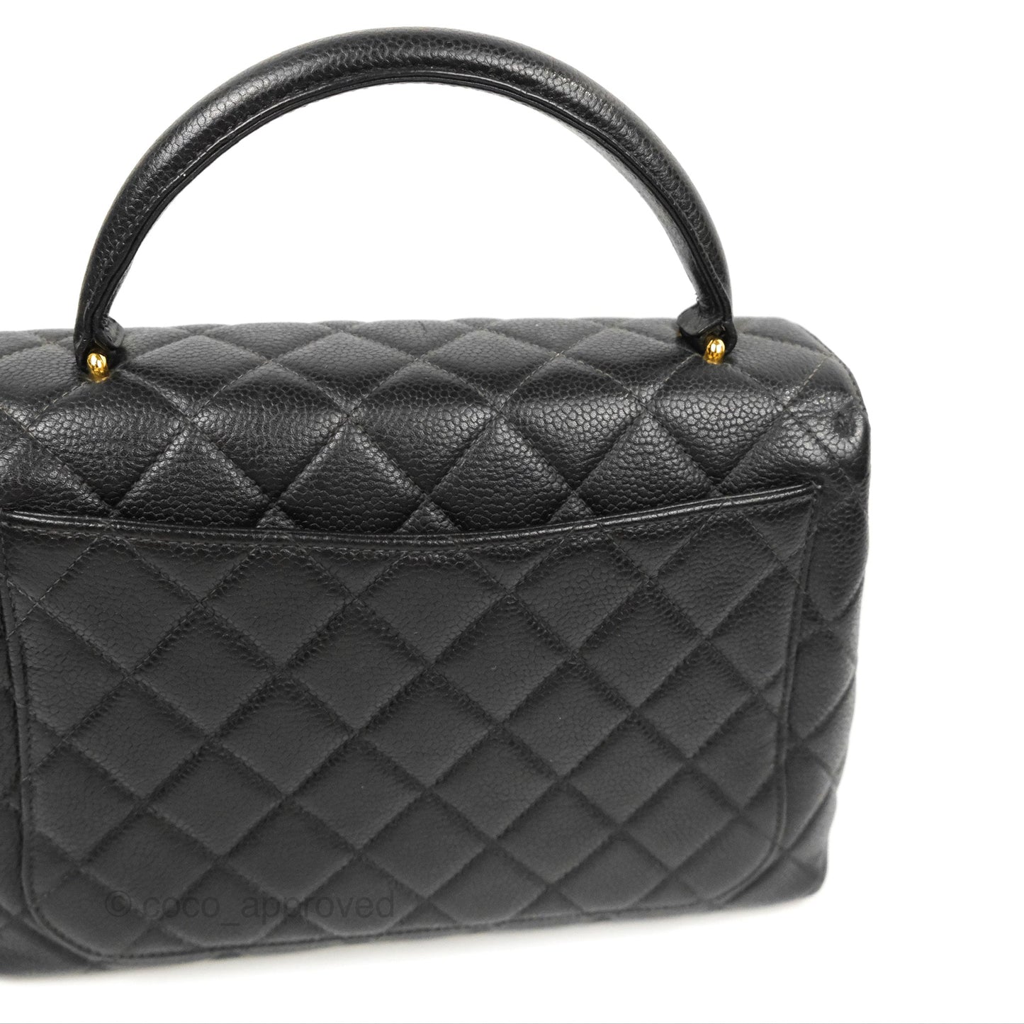 Chanel Vintage Kelly Quilted Flap Bag Black Caviar 24K Gold Hardware