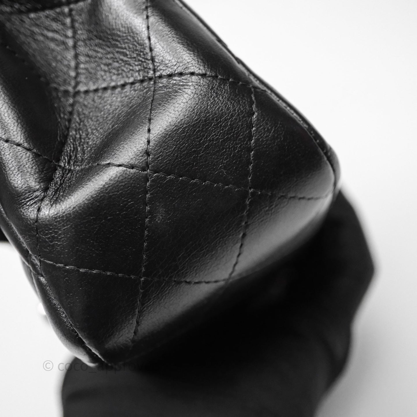 Chanel Mini Square Quilted Black Lambskin Silver Hardware