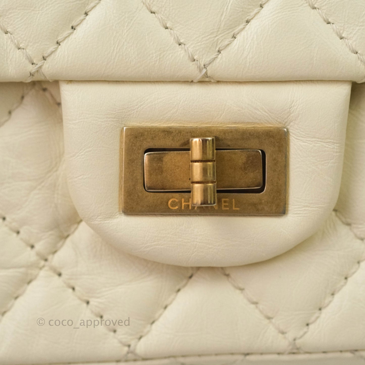 Chanel Mini Reissue 224 White Aged Calfskin Aged Gold Hardware