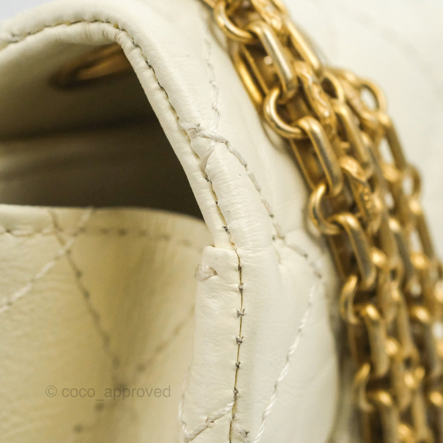 Chanel Mini Reissue 224 White Ivory Aged Calfskin Aged Gold Hardware