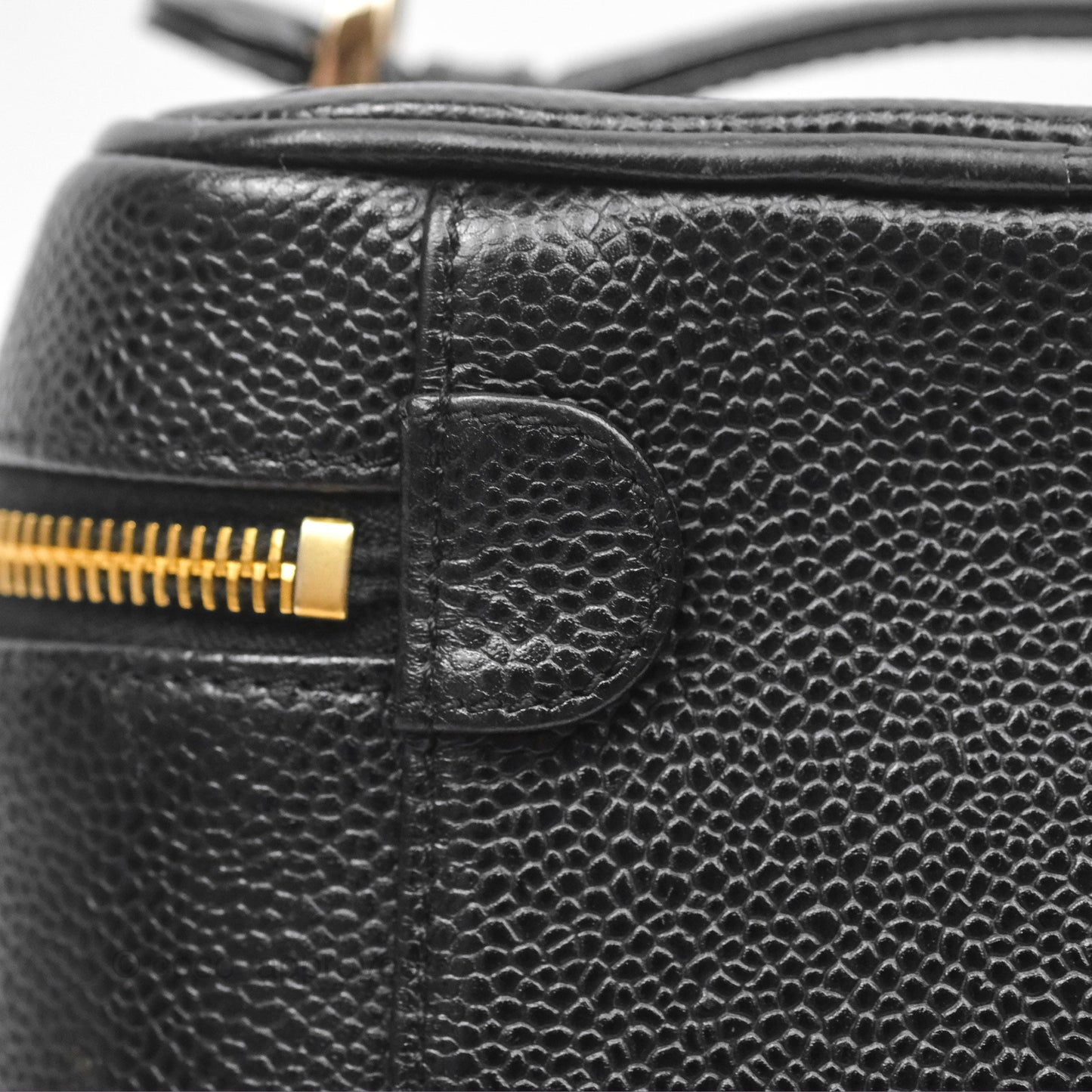 Chanel Vintage Vanity Case Black Caviar Gold Hardware