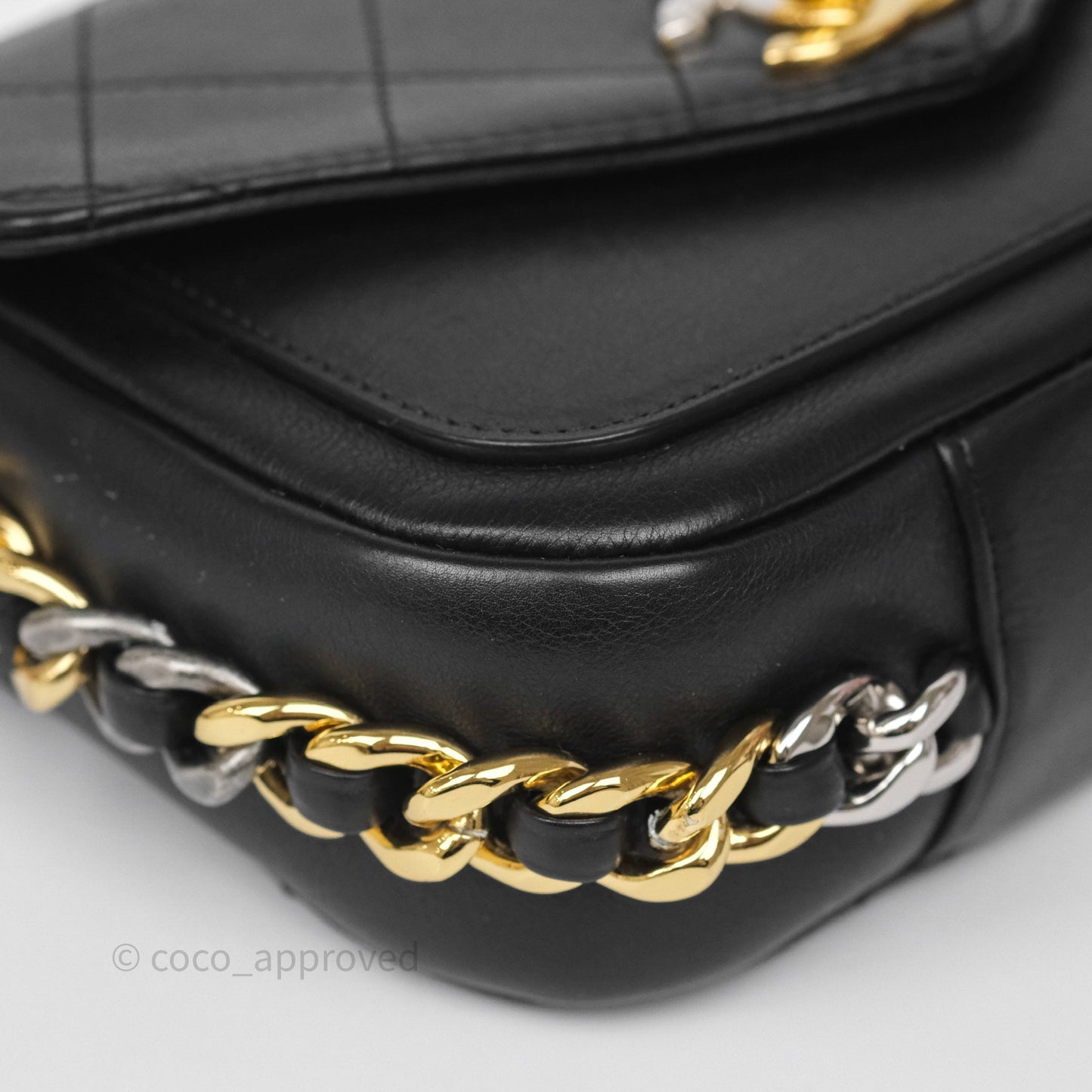 Chanel Small Precious Union Flap Black Calfskin Gold & Silver Hardware
