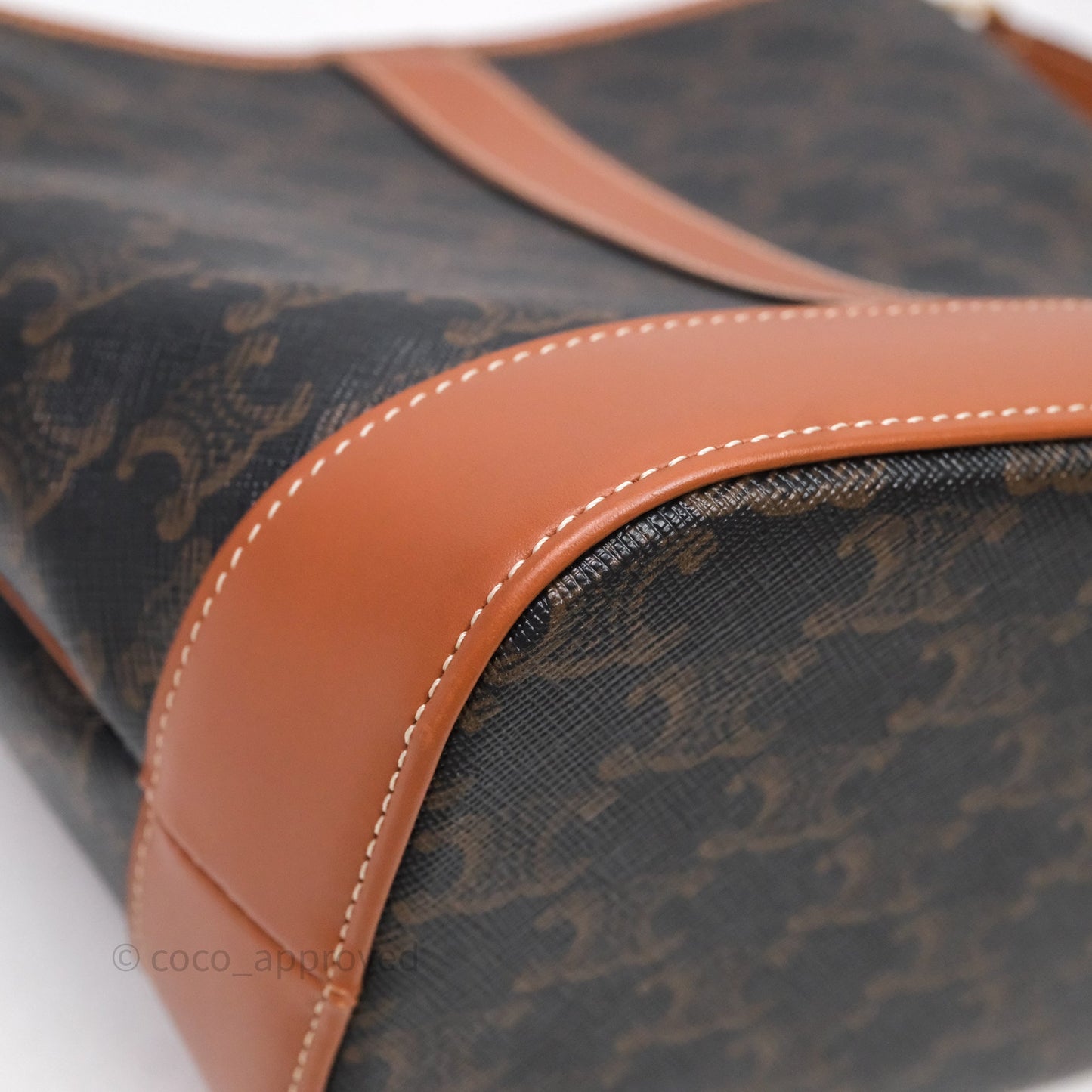 Celine Small Bucket Triomphe Canvas Tan Calfskin
