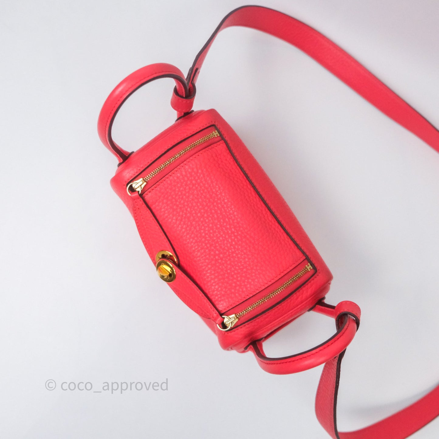Hermès Mini Lindy 0E Rose Texas Clemence Gold Hardware