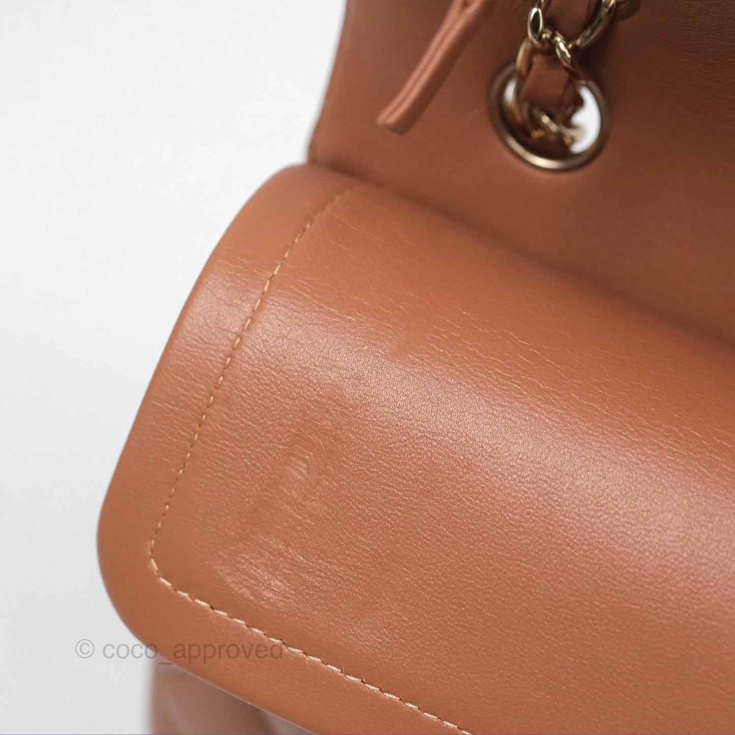 Chanel Small Classic Quilted Flap Dark Beige Caramel Lambskin Gold Hardware