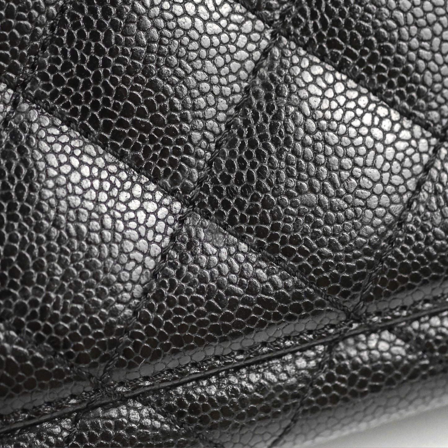 Chanel Vintage Kelly Quilted Flap Black Caviar 24K Gold Hardware