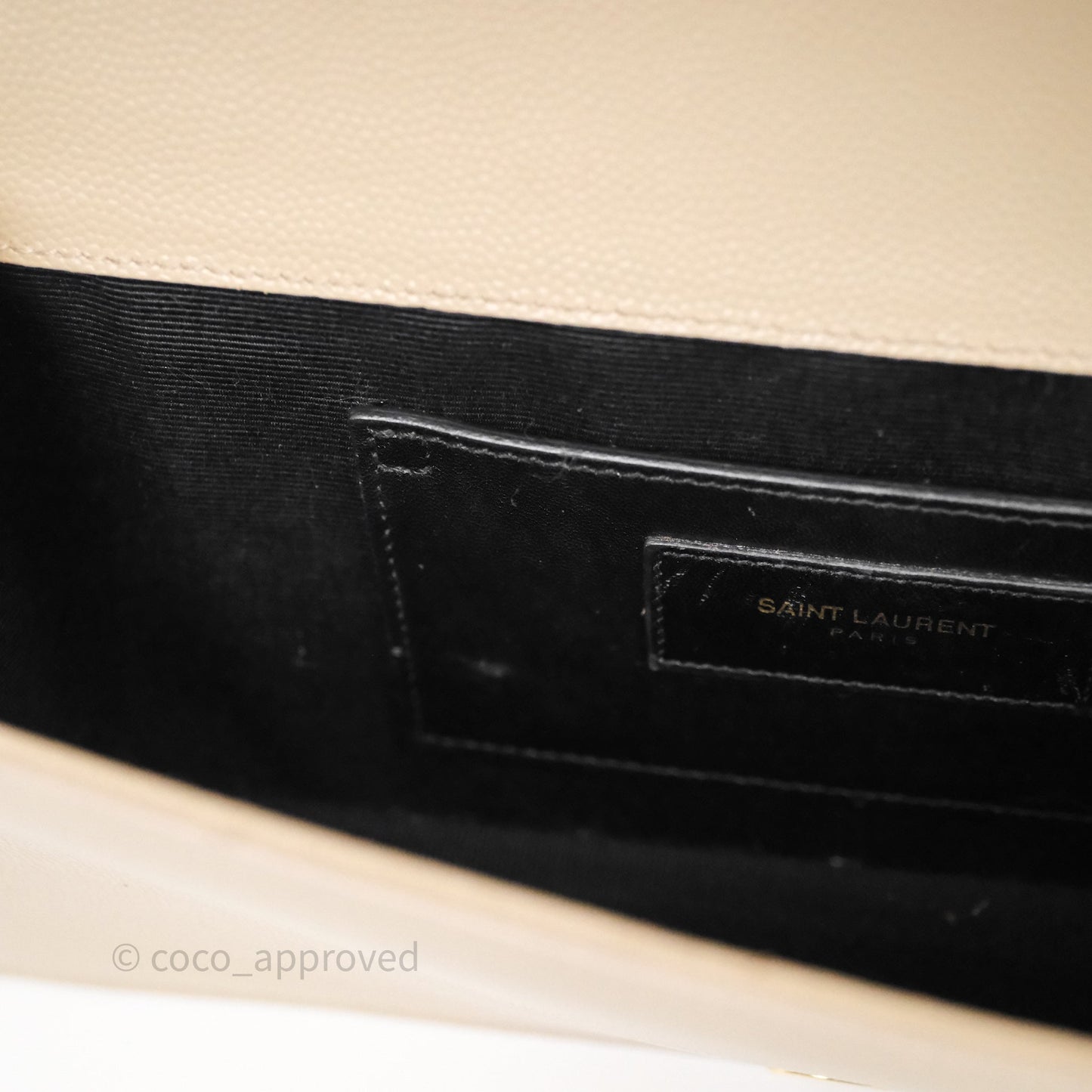 Saint Laurent Kate Clutch Monogram Beige Grain De Poudre Gold Hardware