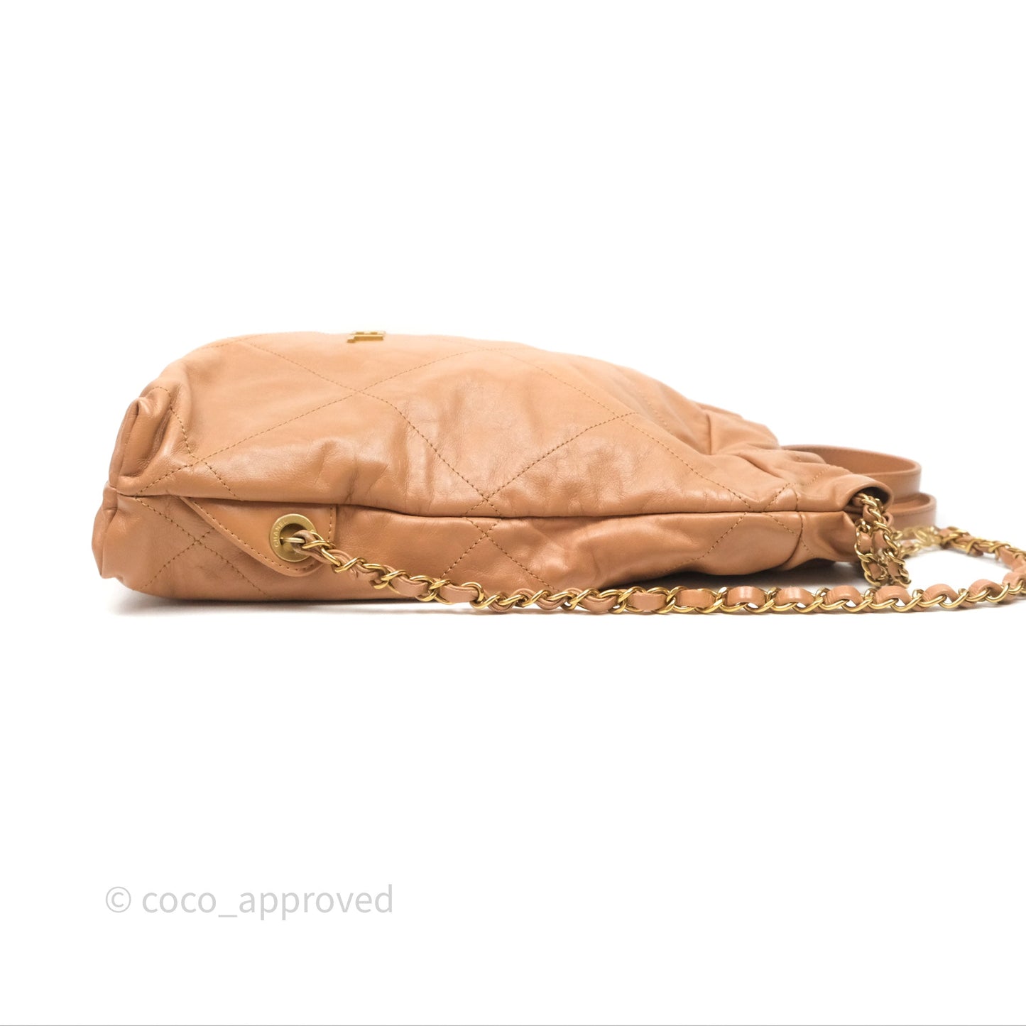 Chanel 22 Small Backpack Camel Shiny Calfskin Gold Hardware