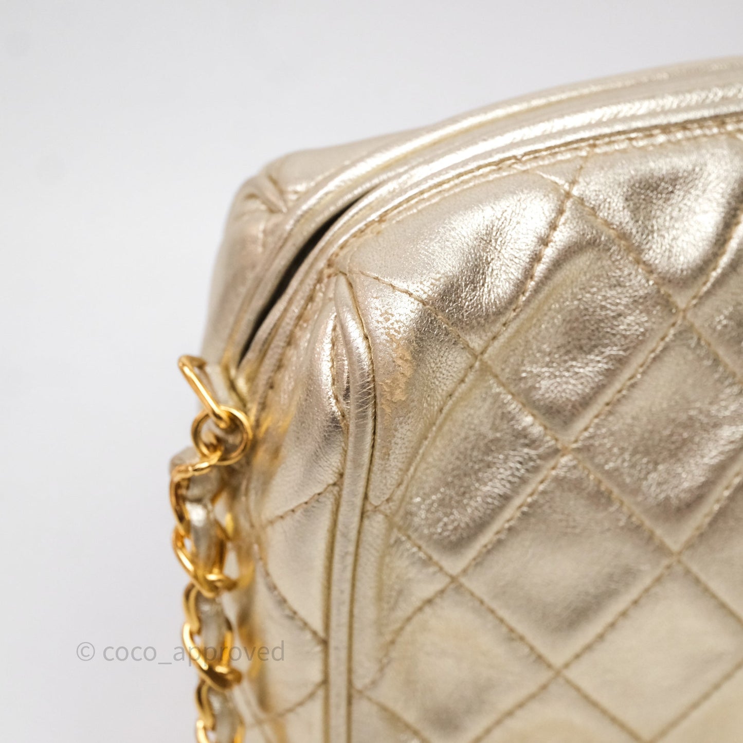 Chanel Vintage Camera Bag Gold Lambskin Gold Hardware