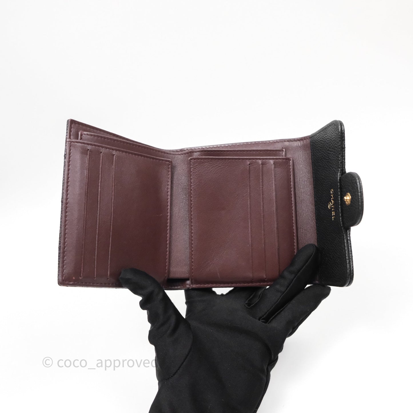 Chanel Classic Short Flap Wallet Black Caviar Gold Hardware