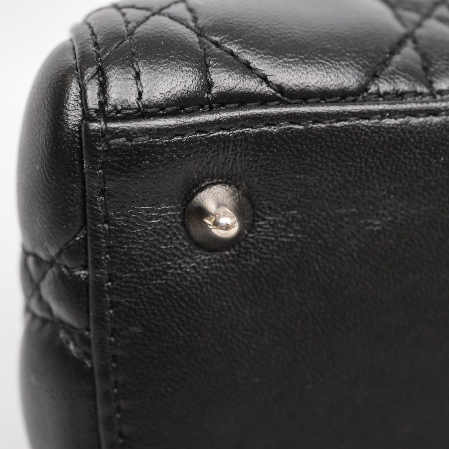 Christian Dior Medium Lady Dior Black Lambskin Silver Hardware