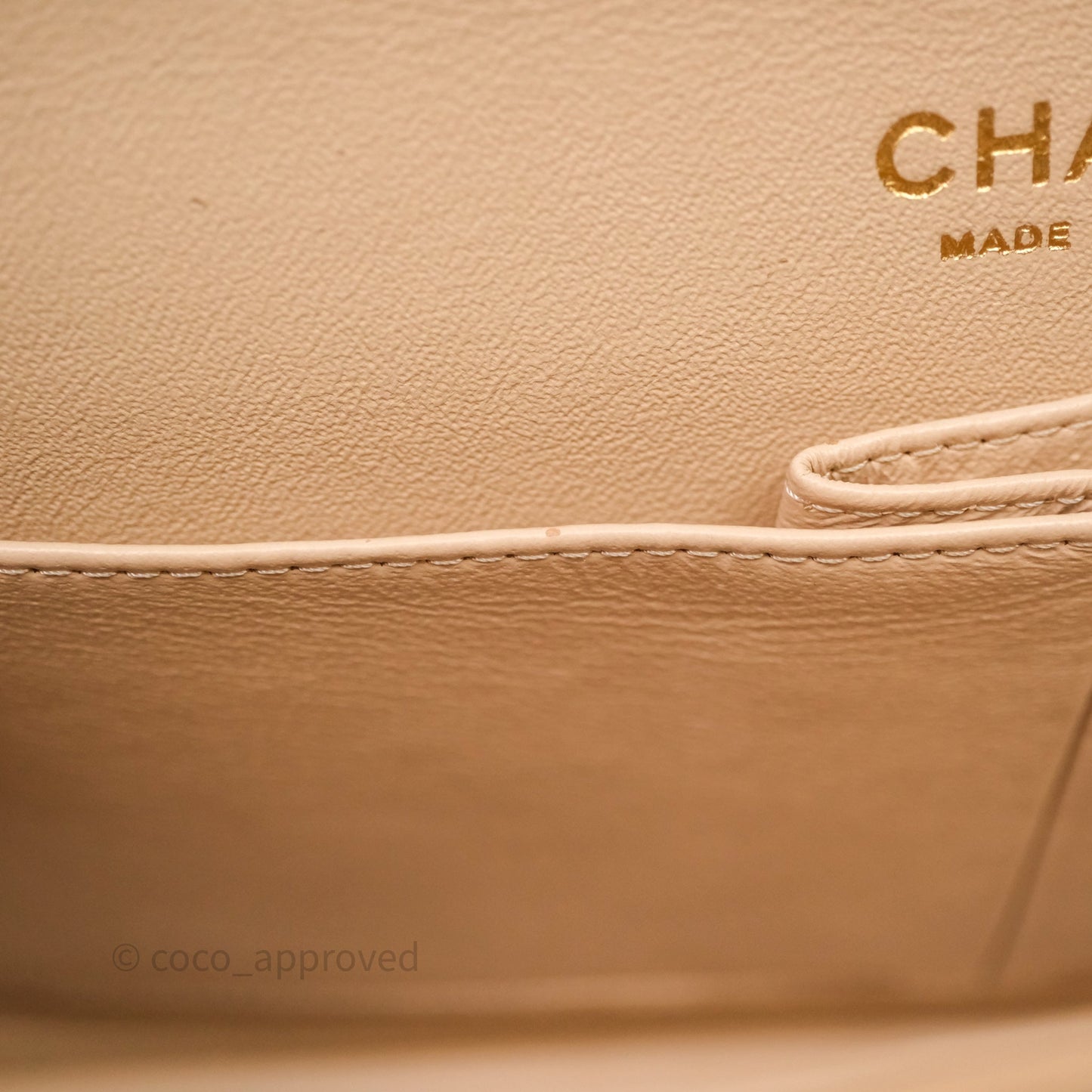 Chanel Classic M/L Medium Flap Quilted Beige Caviar Gold Hardware