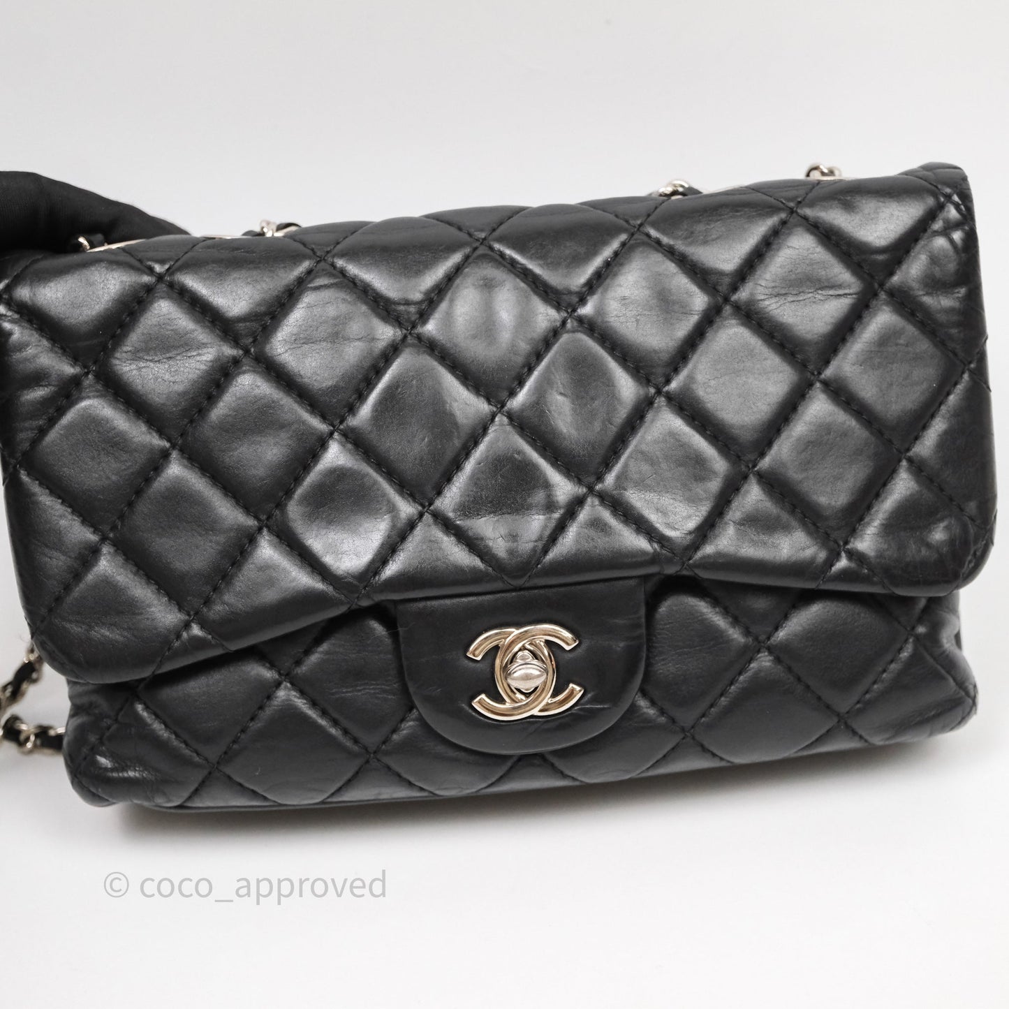 Chanel Quilted Flap Black Calfskin Silver Hardware