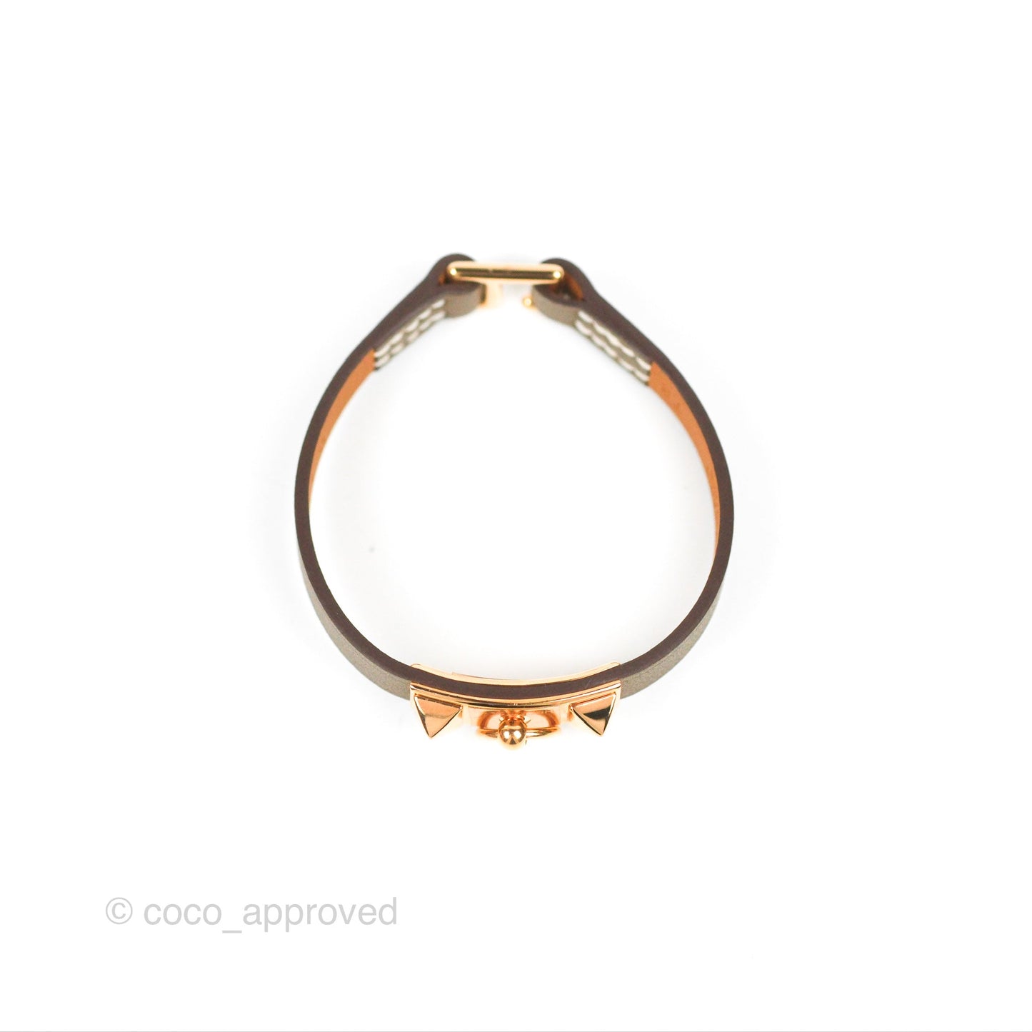 Hermès Rivale Mini Bracelet Etoupe Swift Rose Gold Hardware