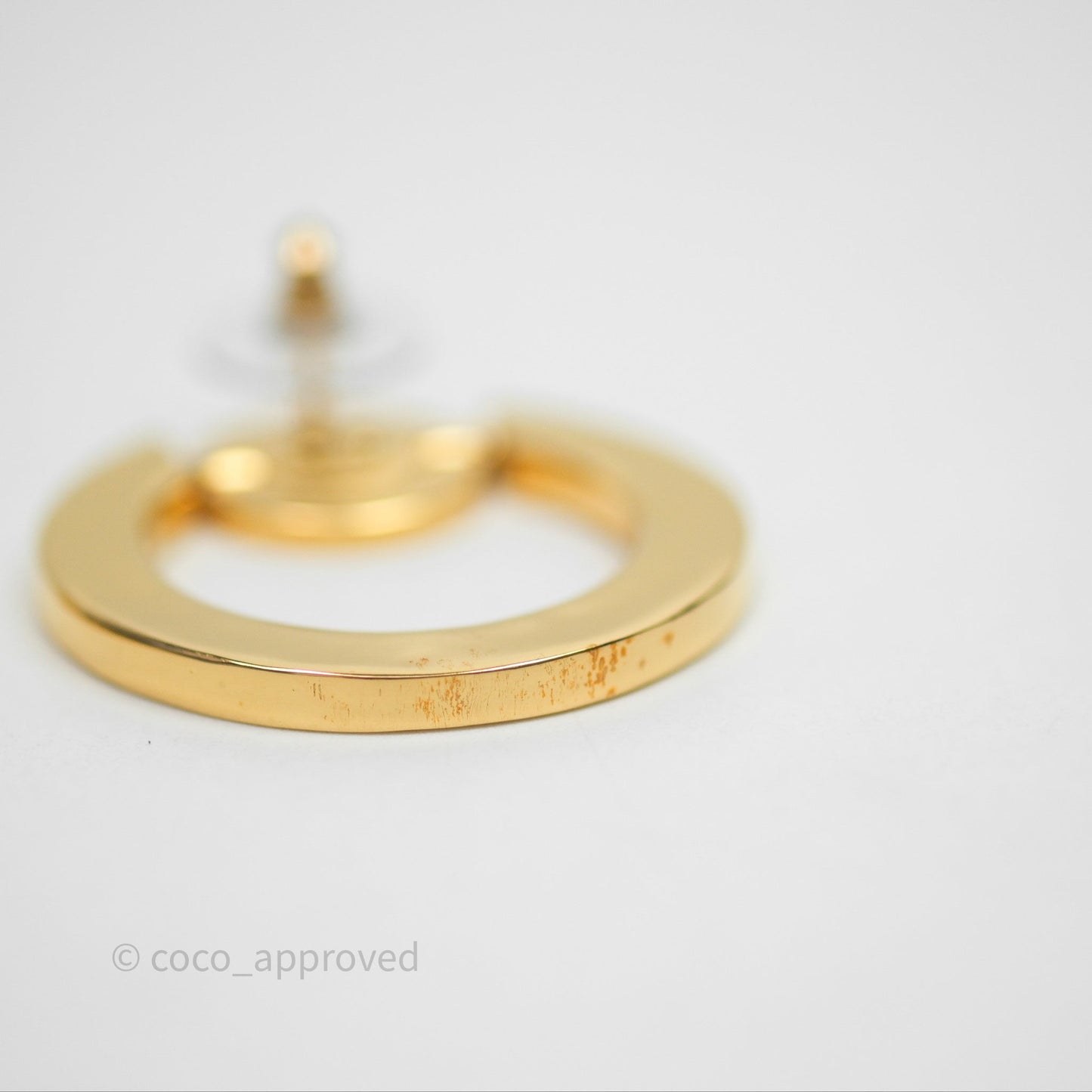 Chanel CC Round Earrings Gold Tone 20A