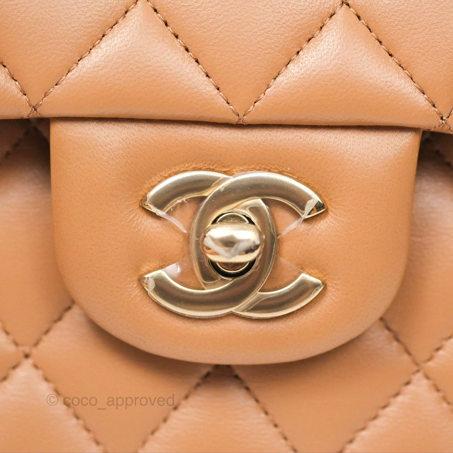 Chanel Classic M/L Medium Flap Quilted Dark Beige Lambskin Gold Hardware 22K