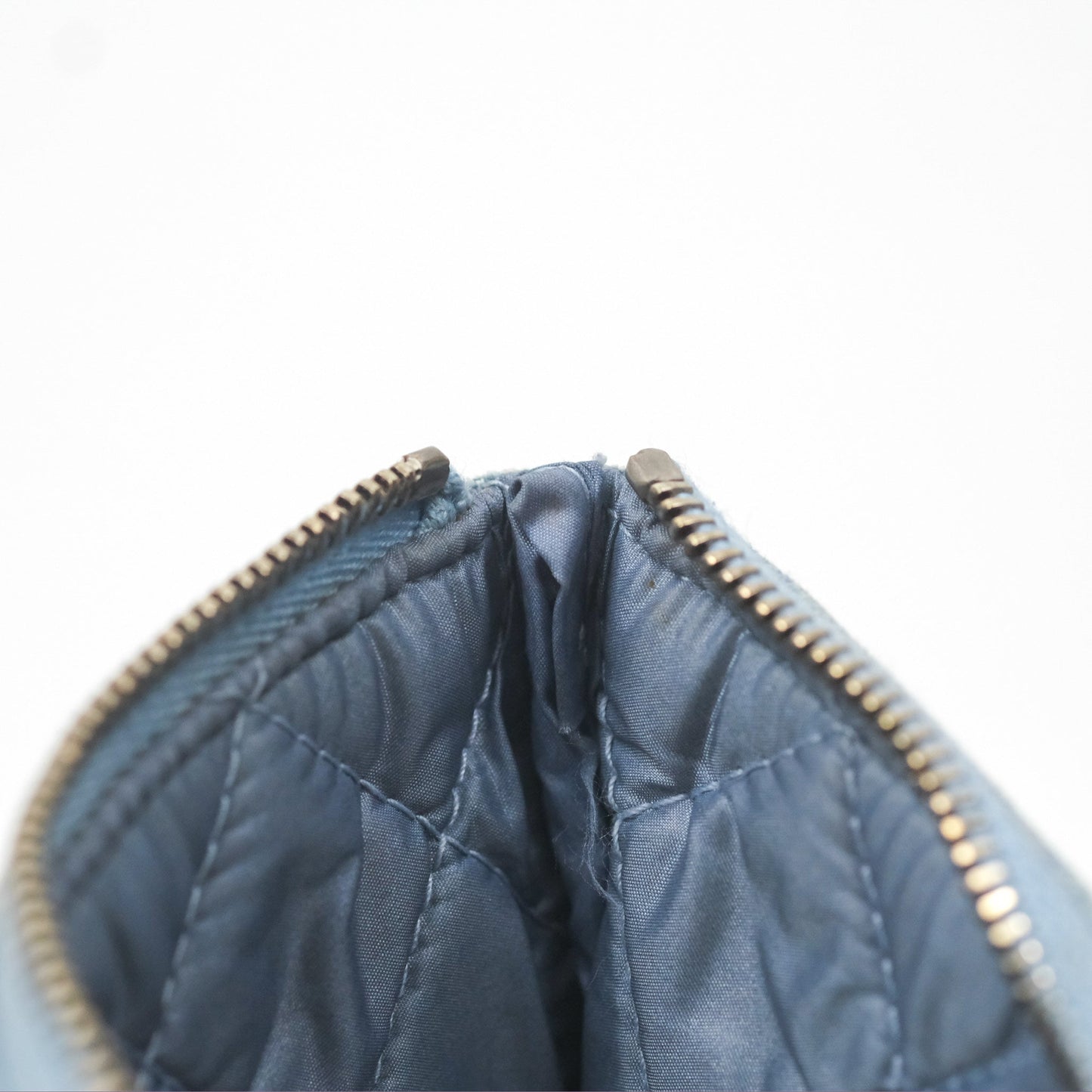 Chanel Mini Reissue O Case Quilted Light Blue Denim Aged Gold Hardware