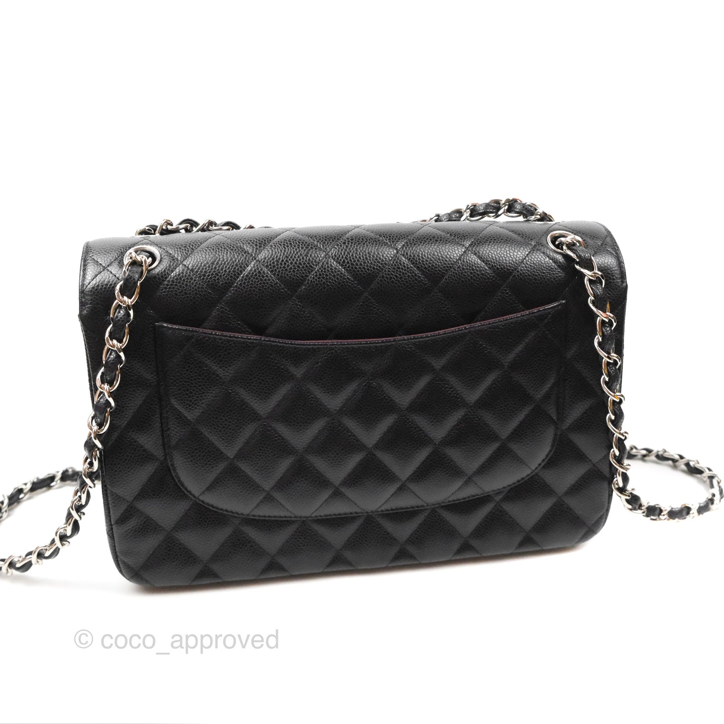 Chanel Jumbo Double Flap Quilted Black Caviar Silver Hardware