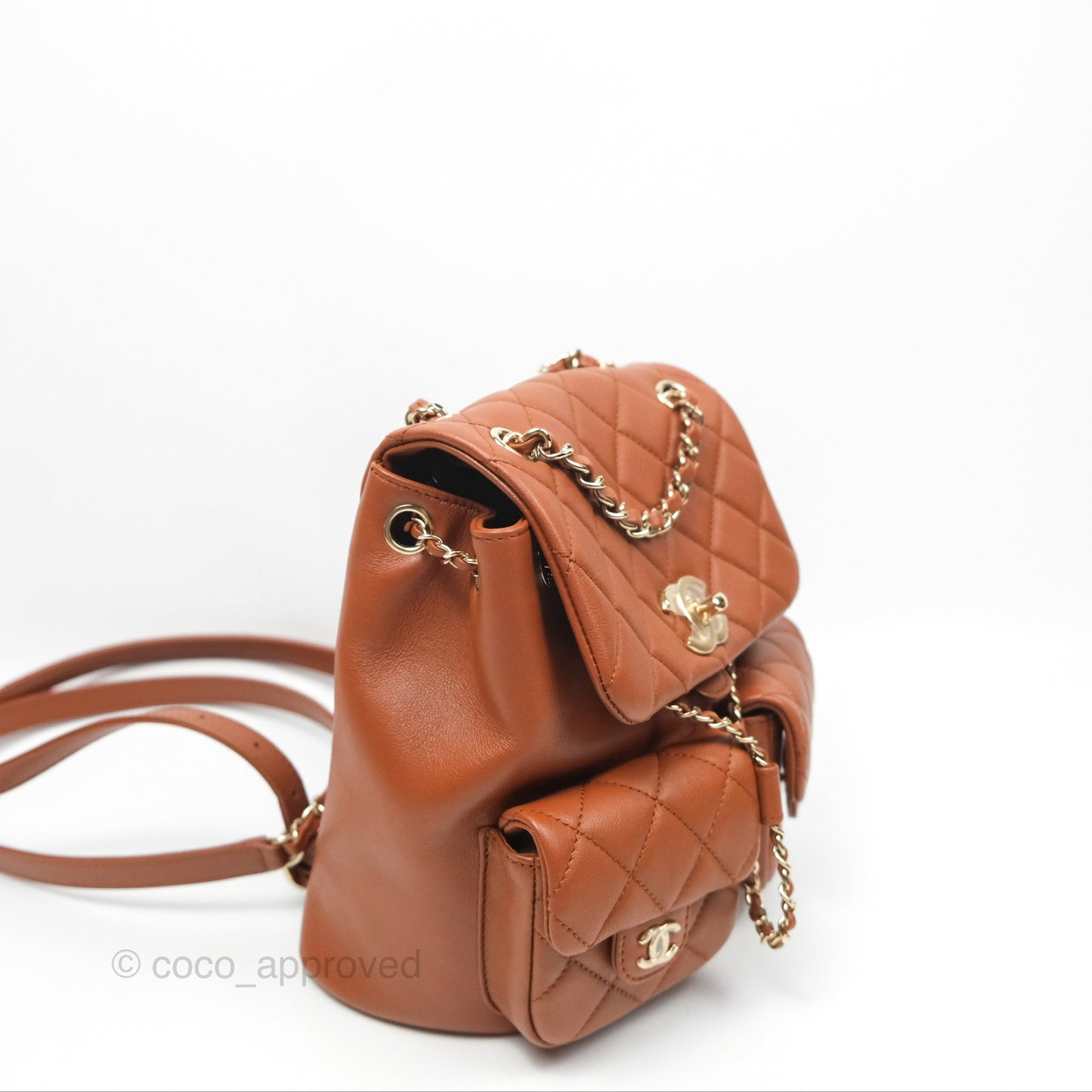 Chanel Medium Duma Backpack Tan Brown Calfskin Gold Hardware