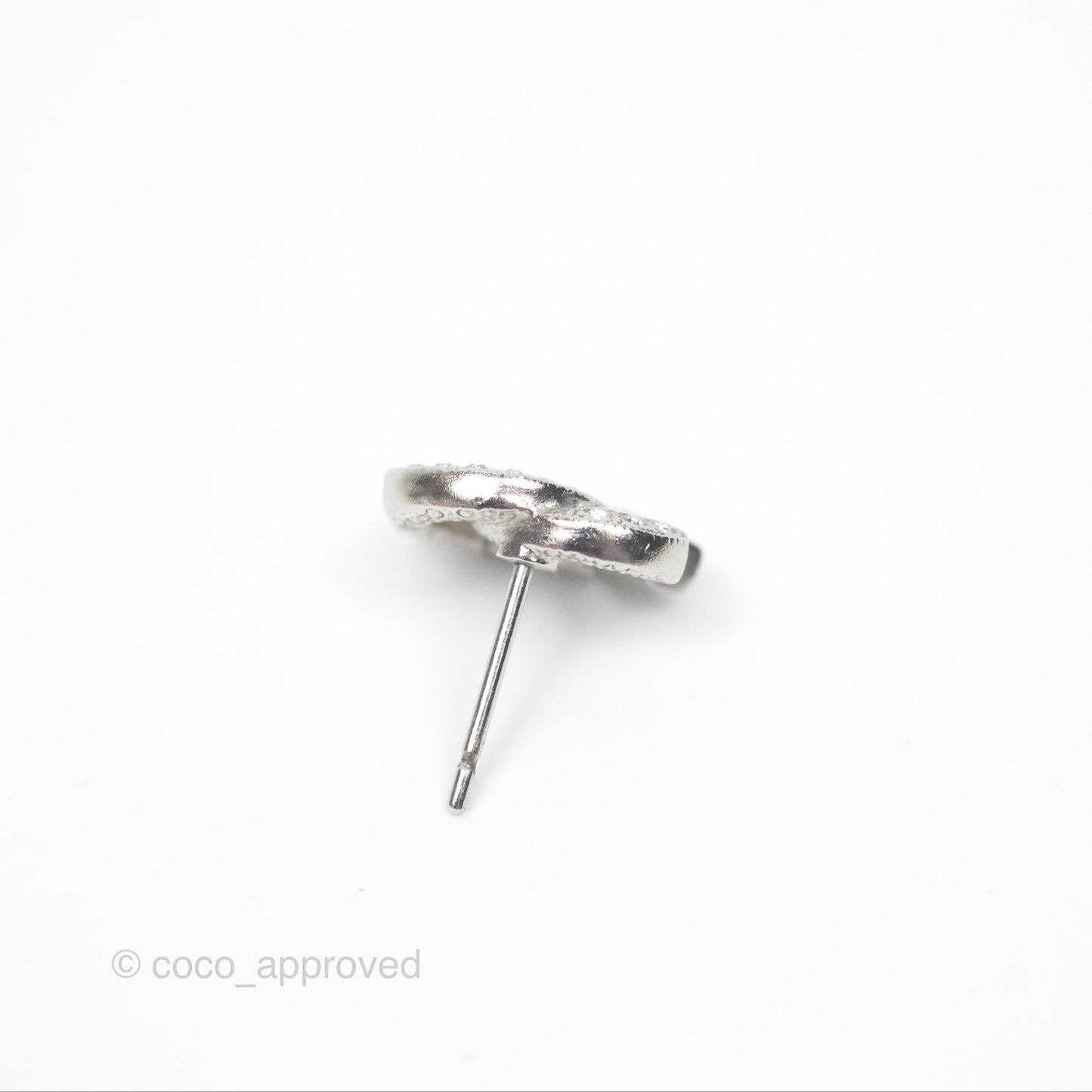 Chanel CC Crystal Earrings Silver Tone 21V