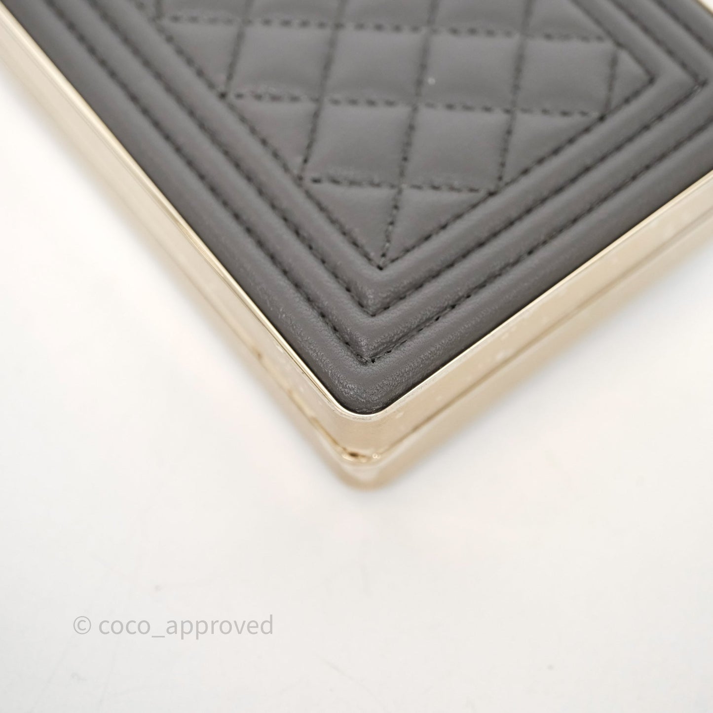 Chanel Grey Boy Mini Clutch Lambskin Gold Hardware