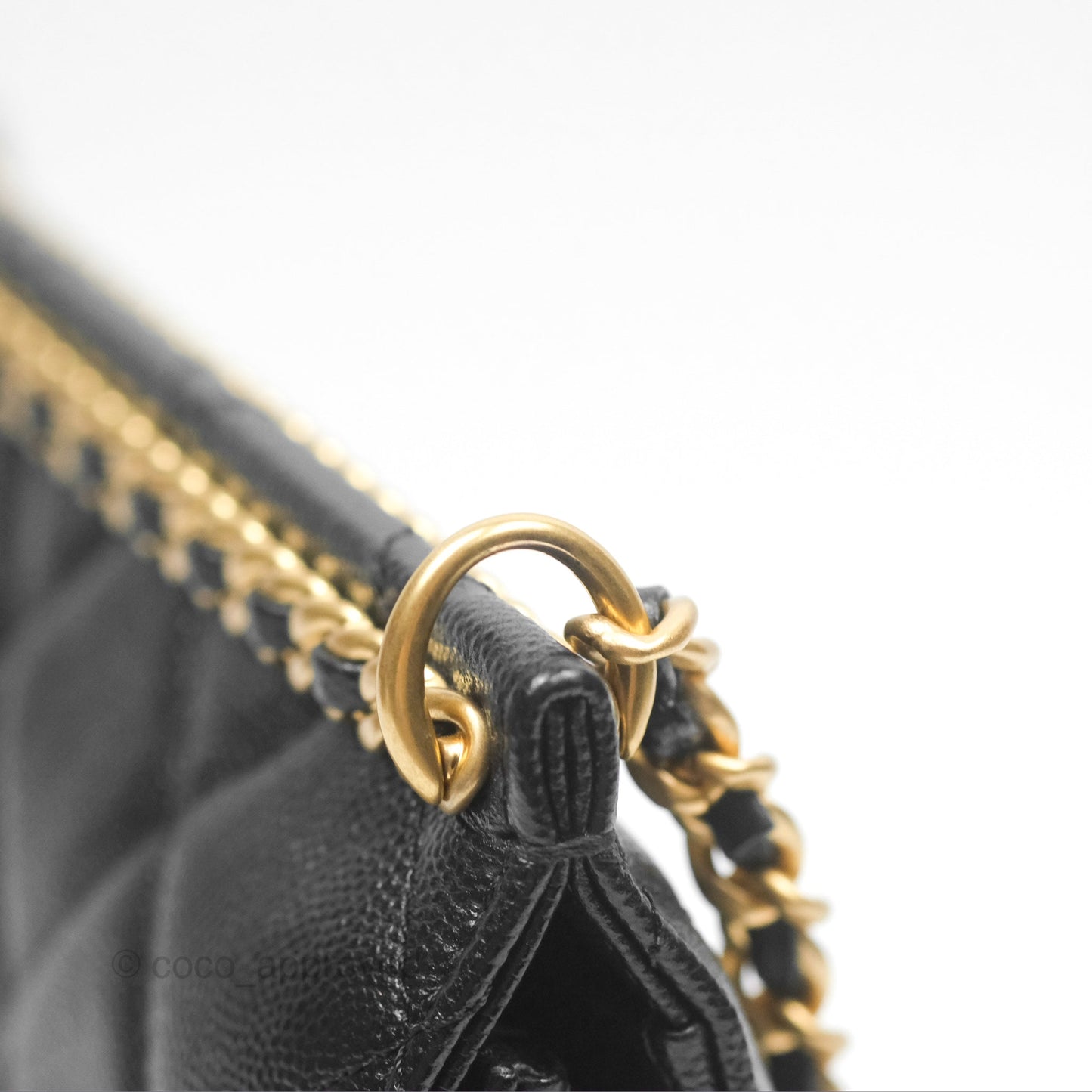 Chanel Chain Flap Bag Black Caviar Aged Gold Hardware 23A