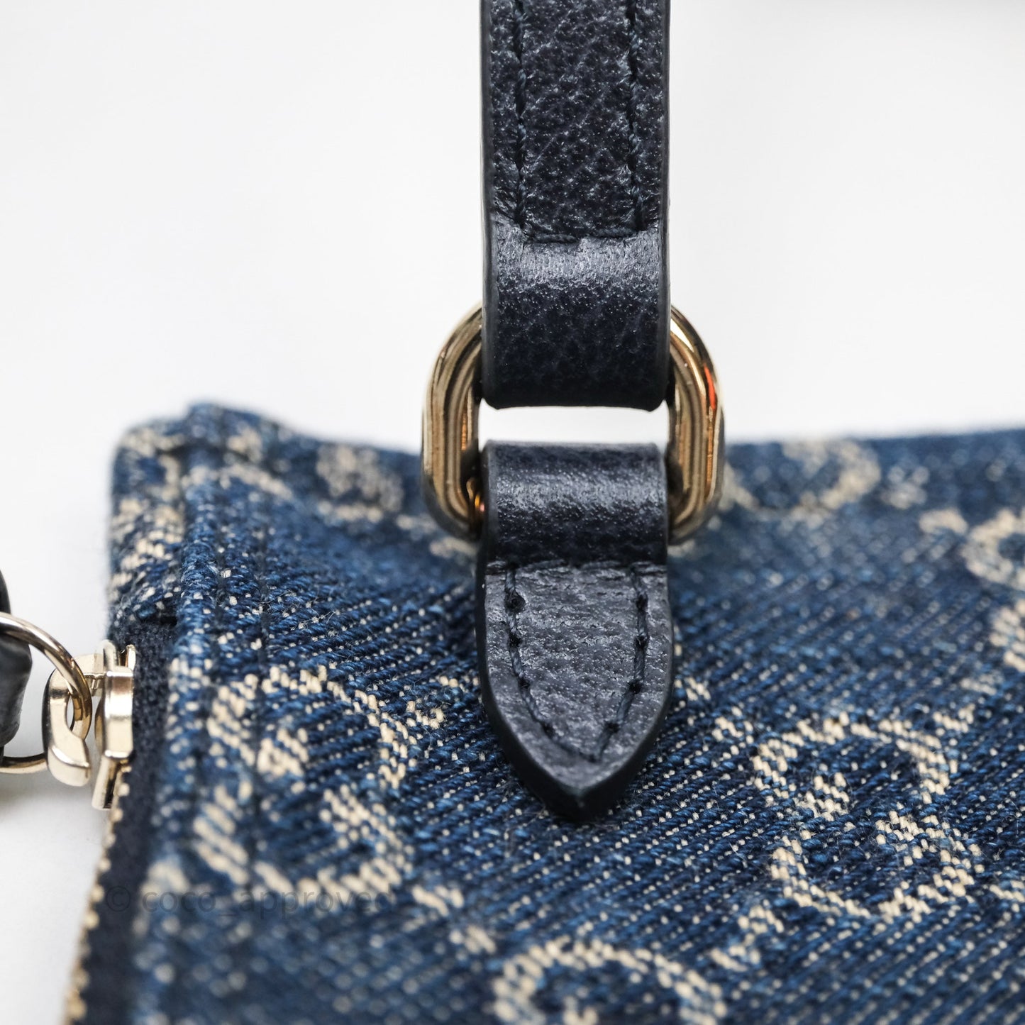 Gucci Giglio Small Tote Bag Blue and White GG Denim