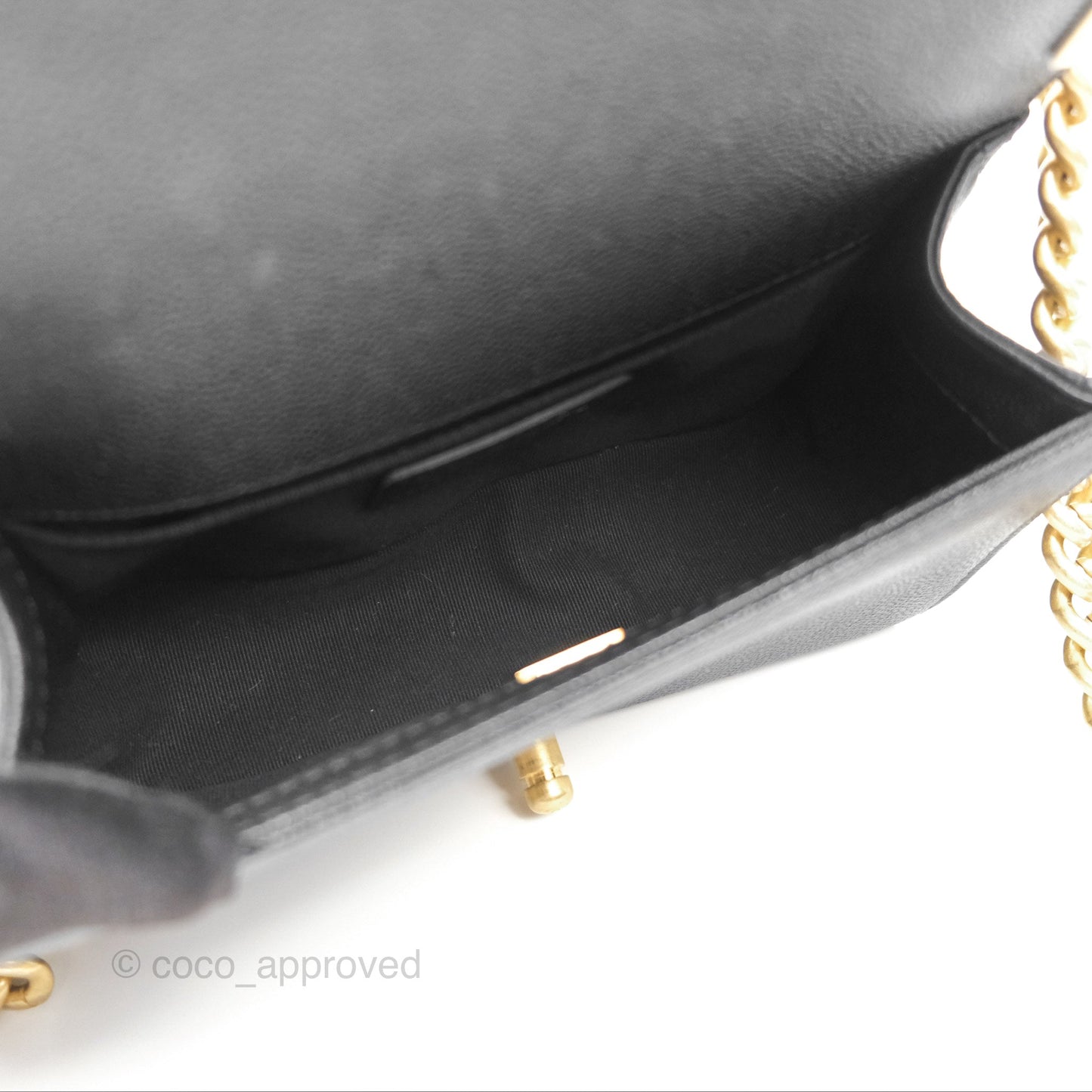 Chanel Small Chain Around Boy Quilted Black Caviar Aged Gold Hardware
