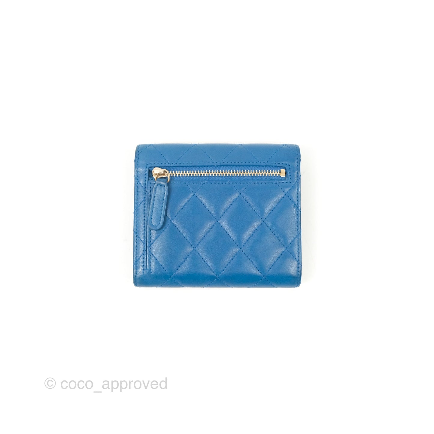 Chanel Classic Short Flap Wallet Blue Lambskin Gold Hardware