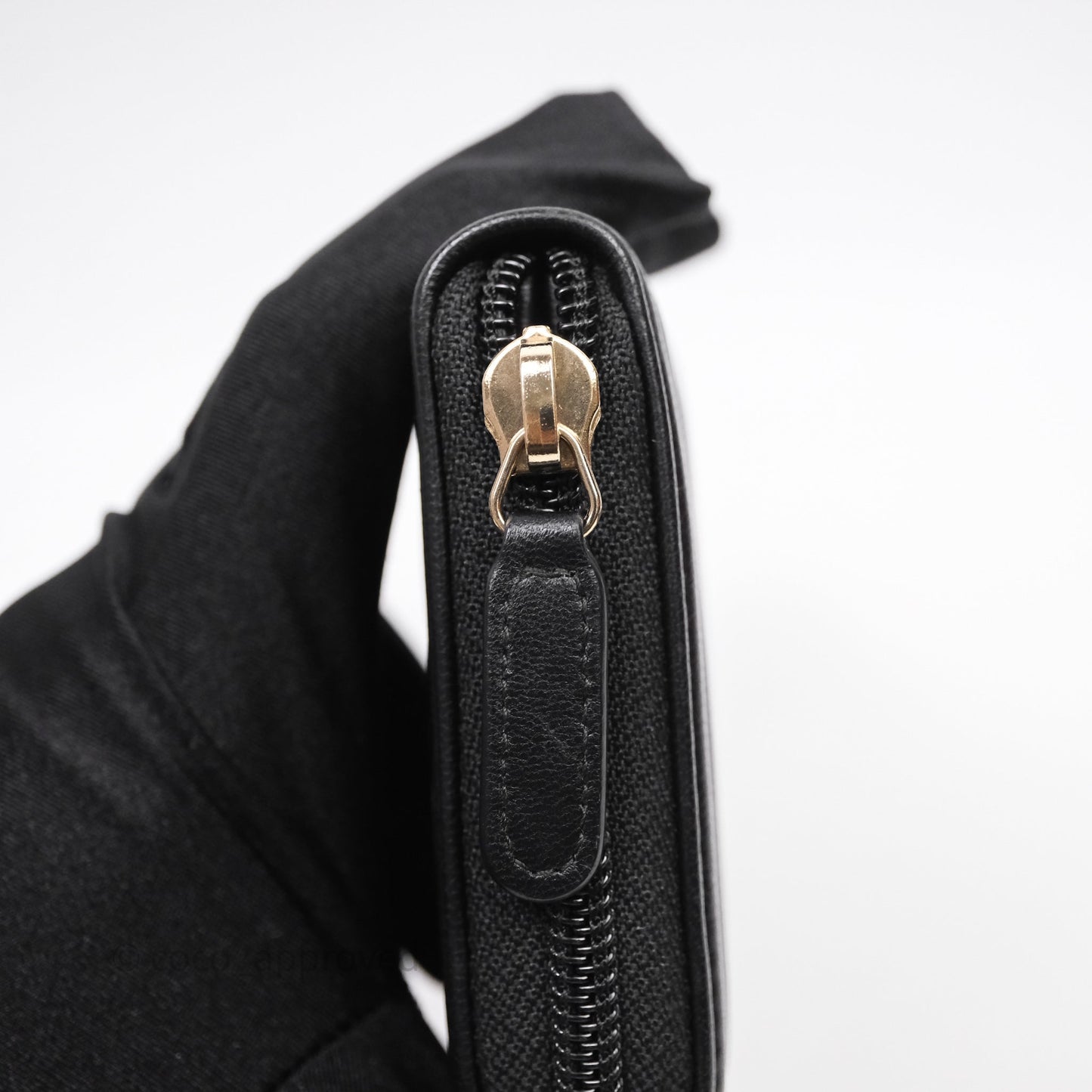 Chanel Boy Zip Long Wallet Black Lambskin Gold Hardware