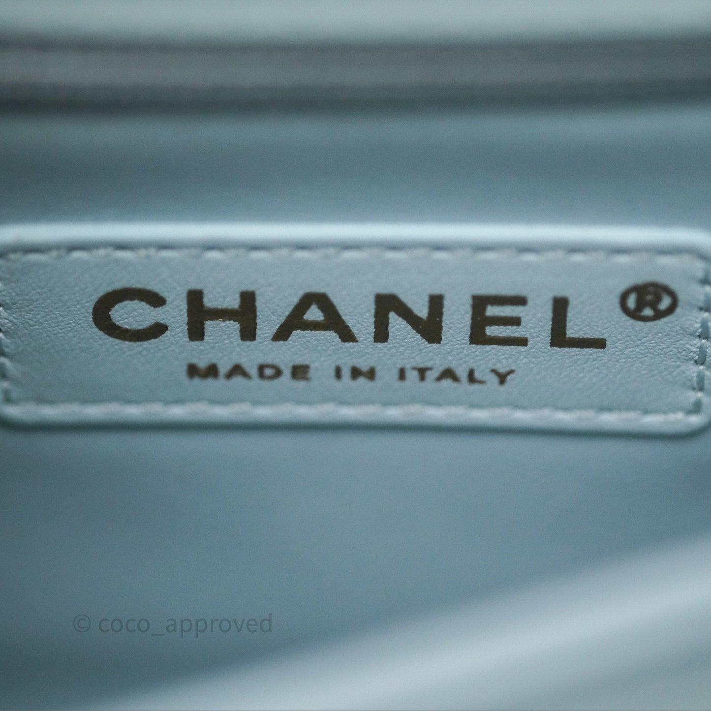 Chanel Small Coco Handle Quilted Light Blue Caviar Gold Hardware