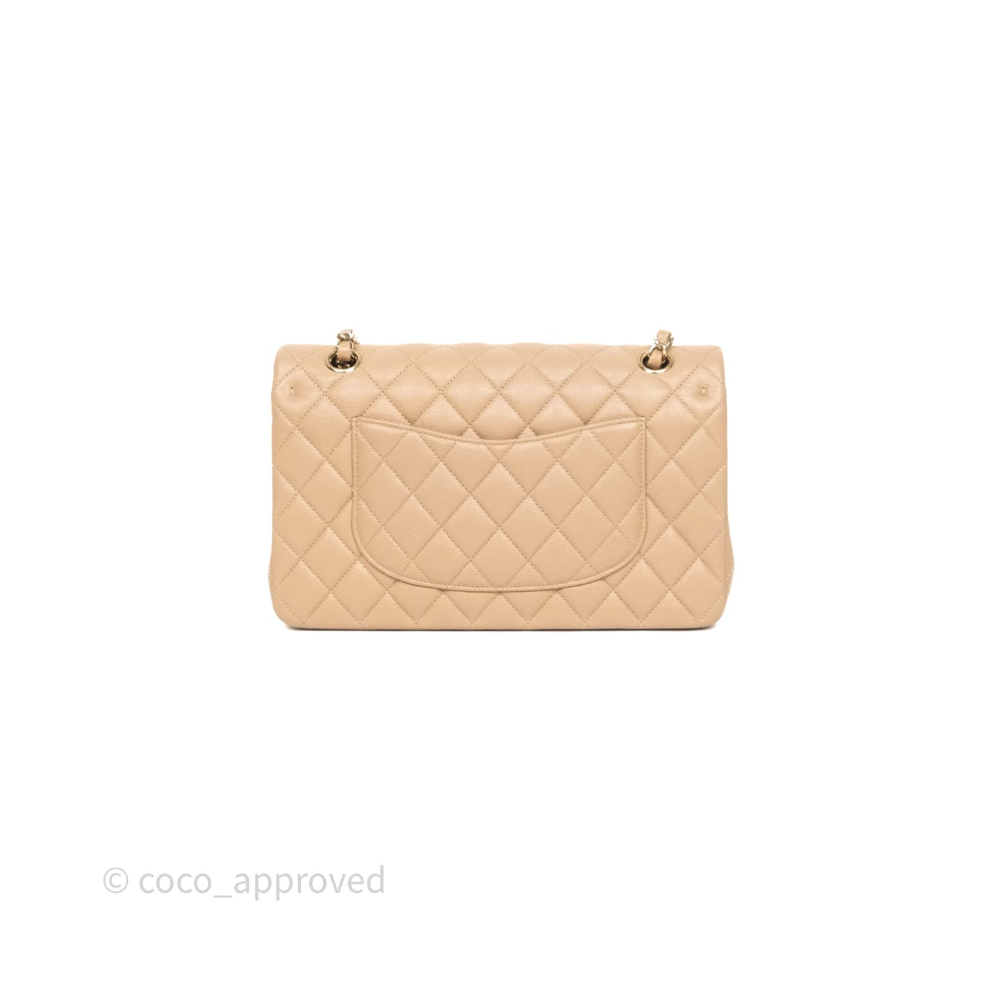 Chanel Classic M/L Medium Flap Quilted Dark Beige Caviar Gold Hardware